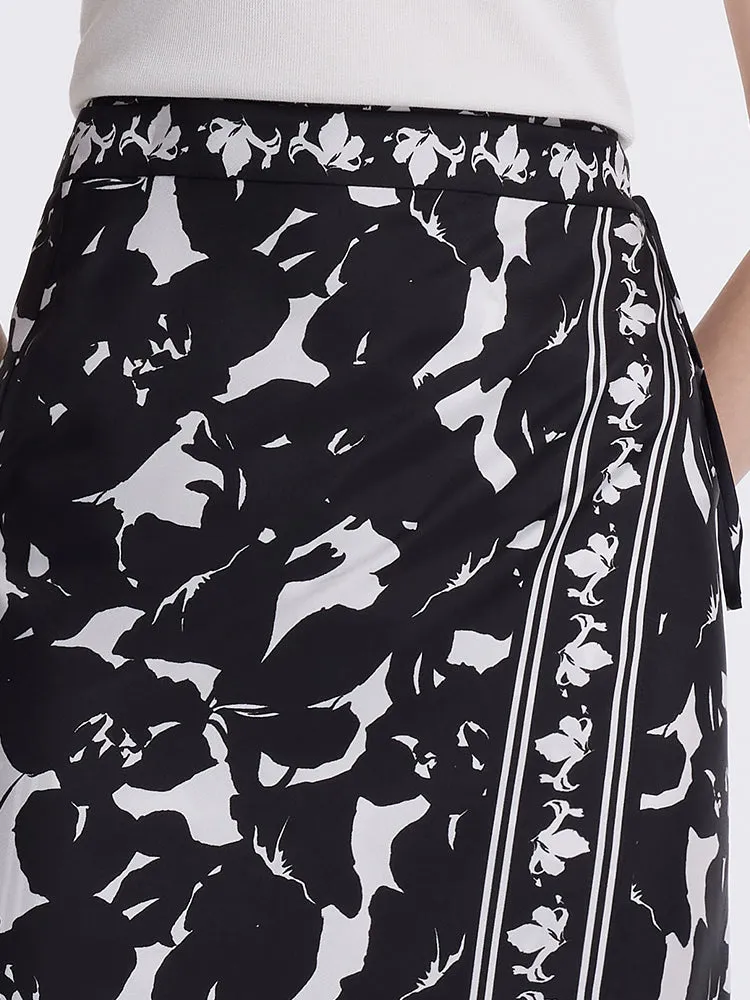 14 Momme Mulberry Silk Iris Printed Women Half Skirt