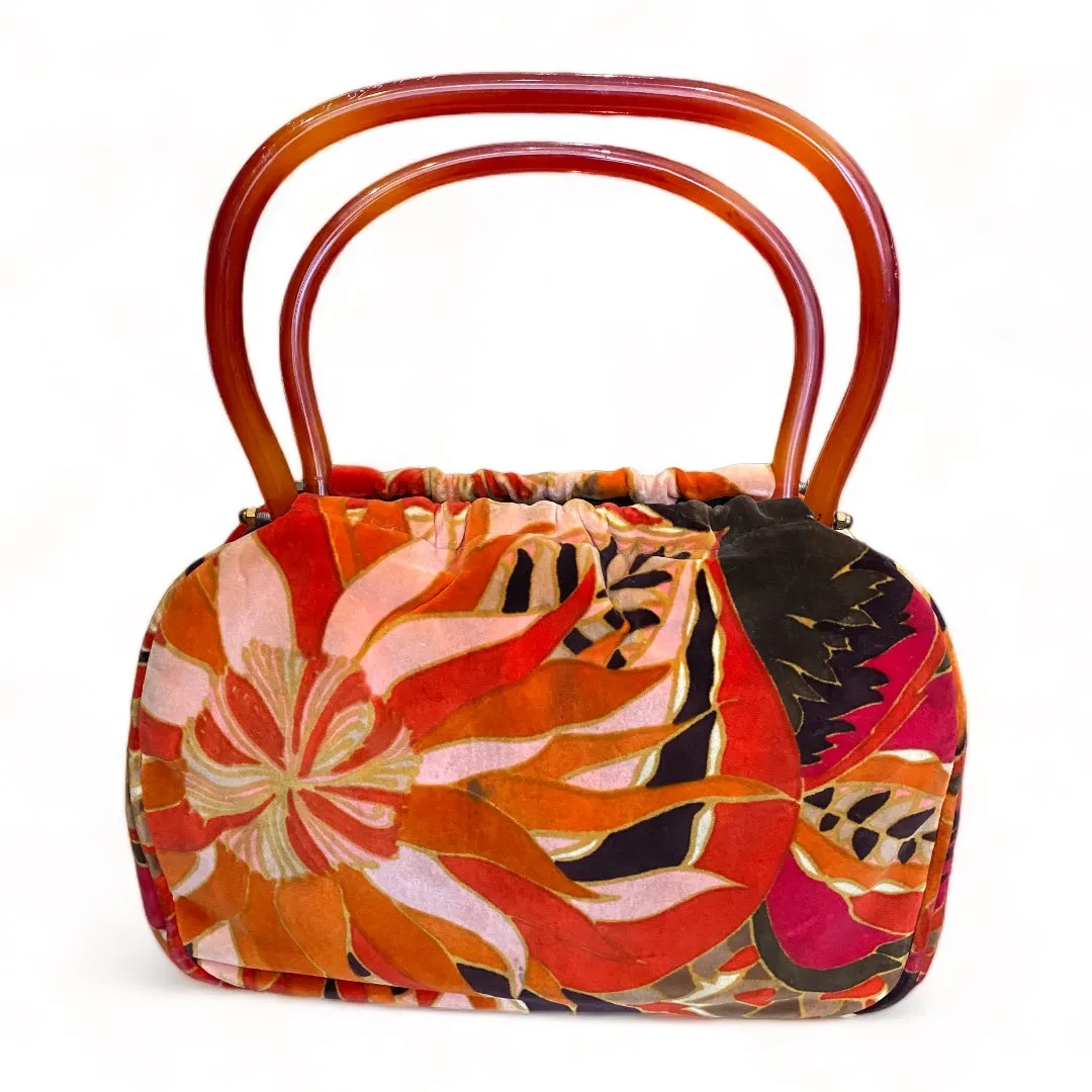 1960s Psychedelic Orange Velvet Bag