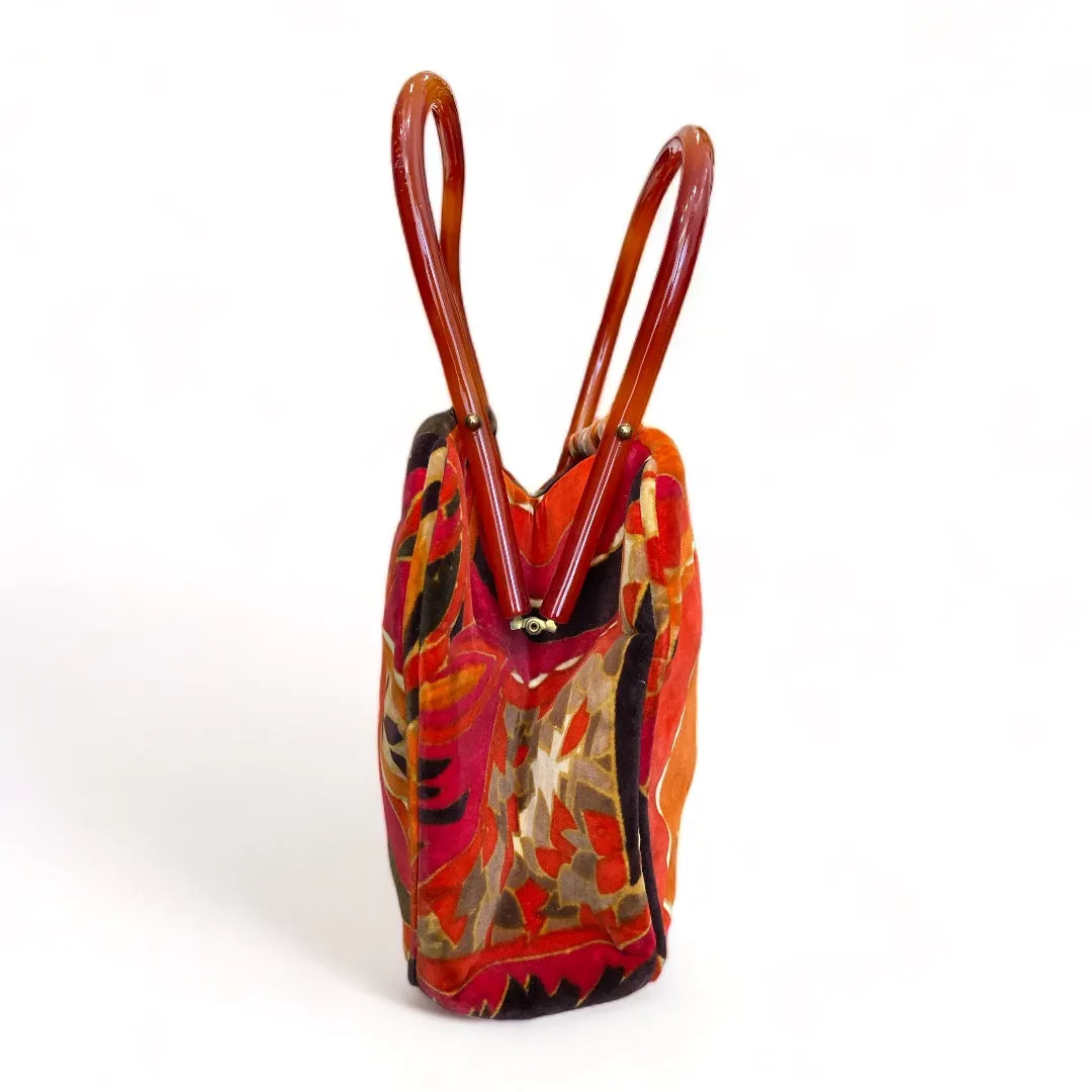 1960s Psychedelic Orange Velvet Bag