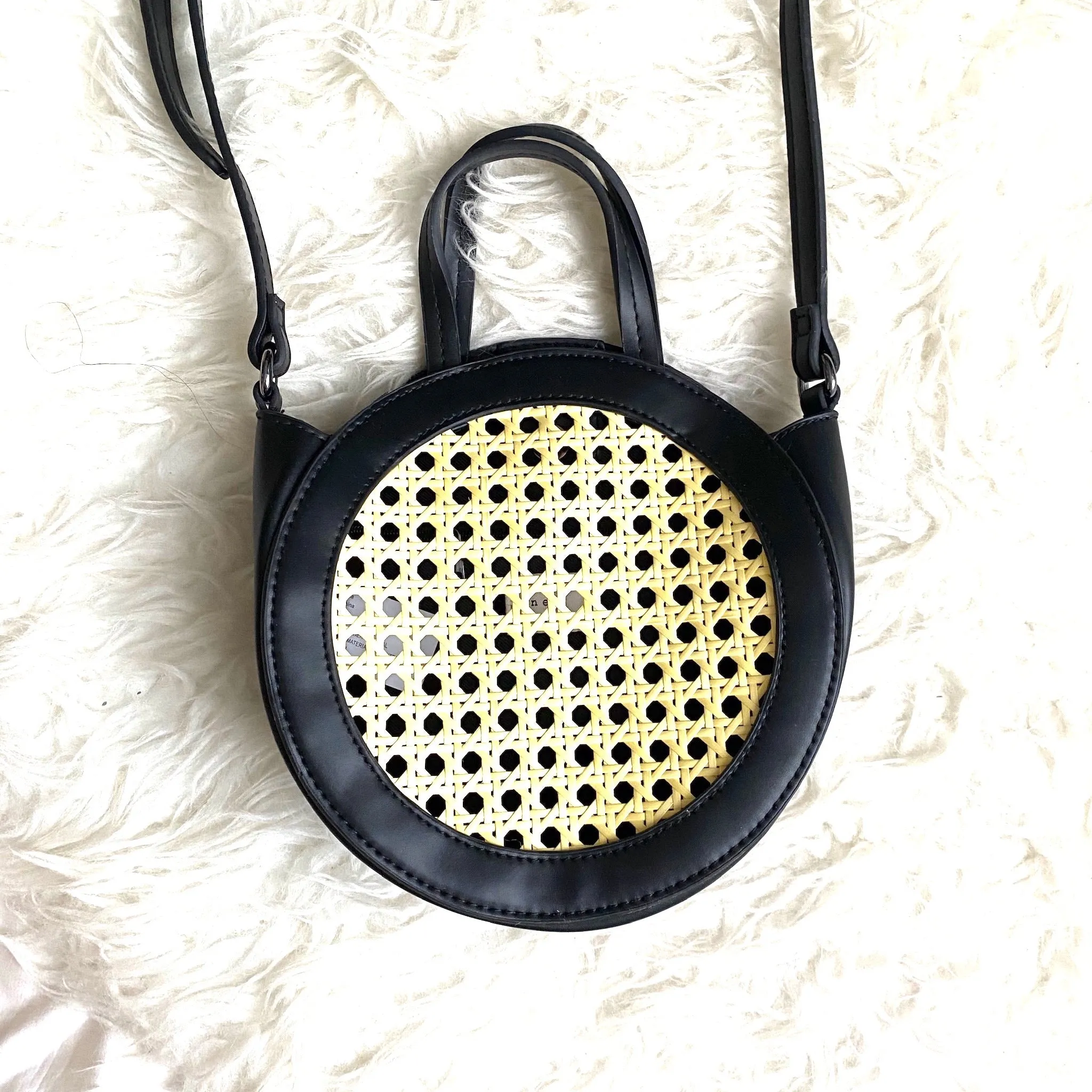 A New Day Black Vegan Leather Round Crossbody Bag