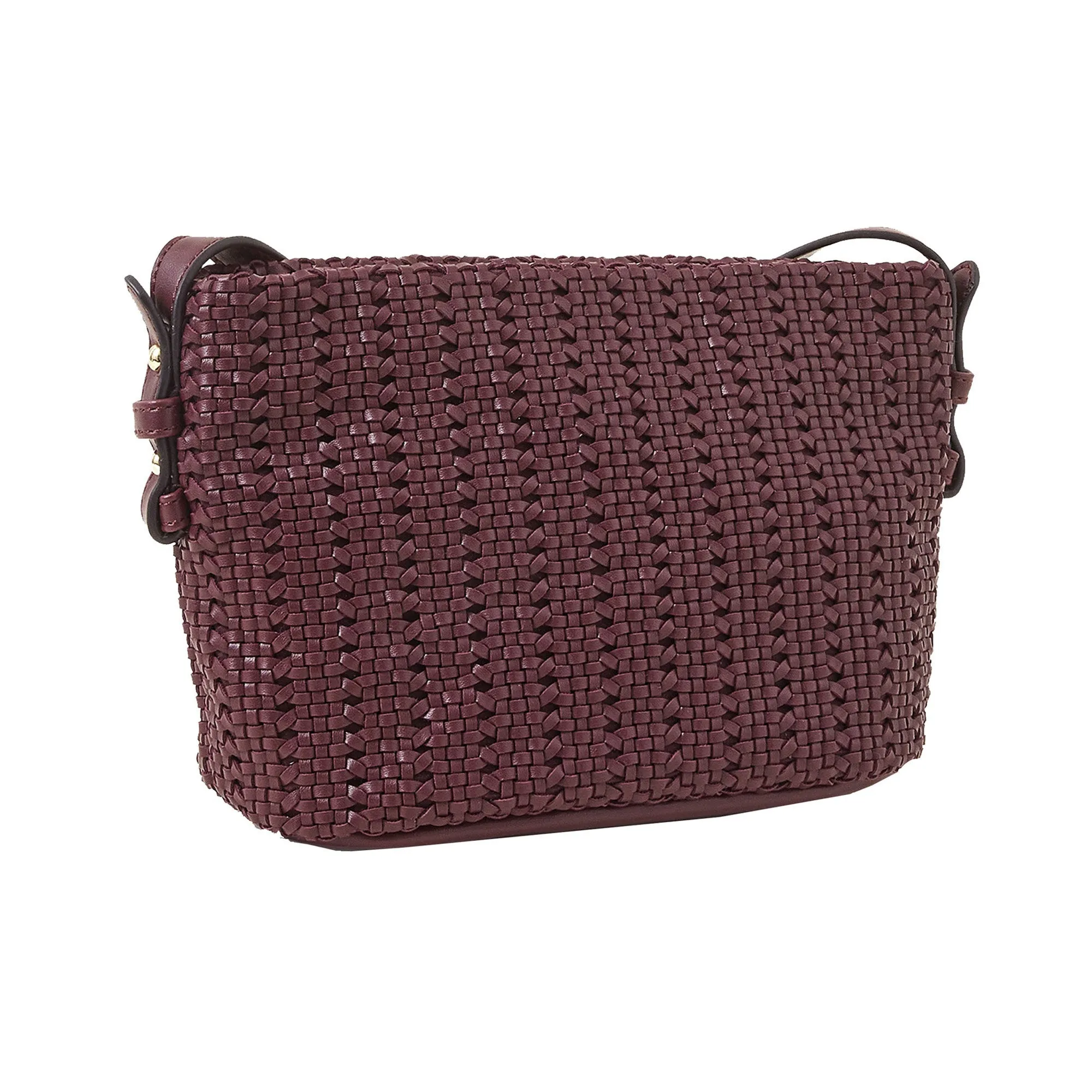 Accessorize London Women's Burgundy Woven Cross-Body Bag Black