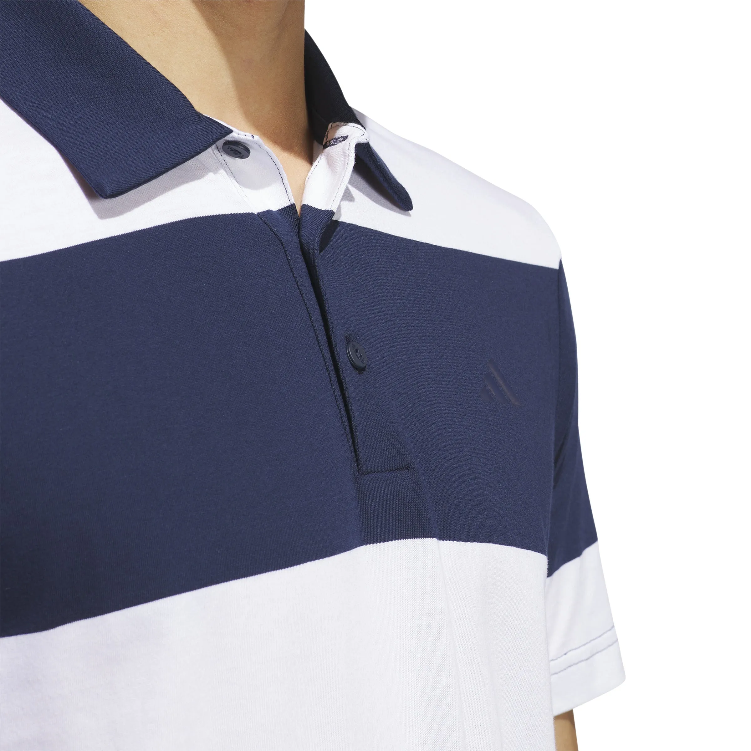 adidas Colorblock Rugby Stripe Polo Shirt - White/Collegiate Navy SS24