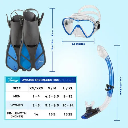 Aviator Snorkel Set - Black Silicone