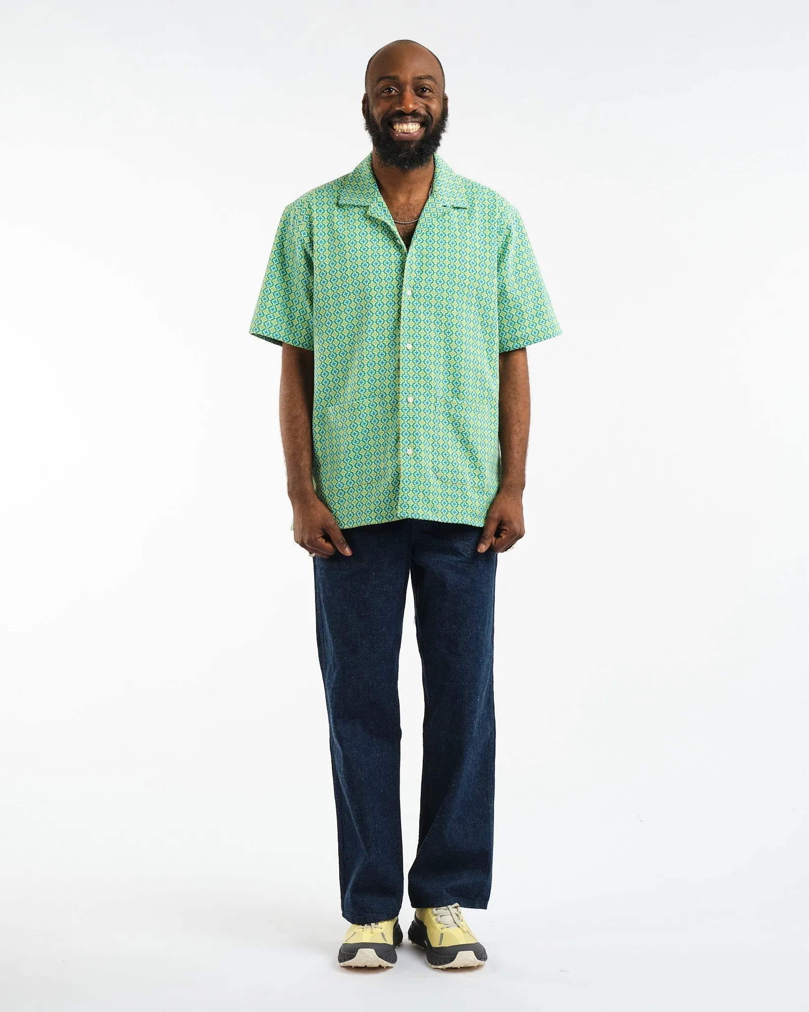 Beach Shirt Green Summer Ready Jaquard