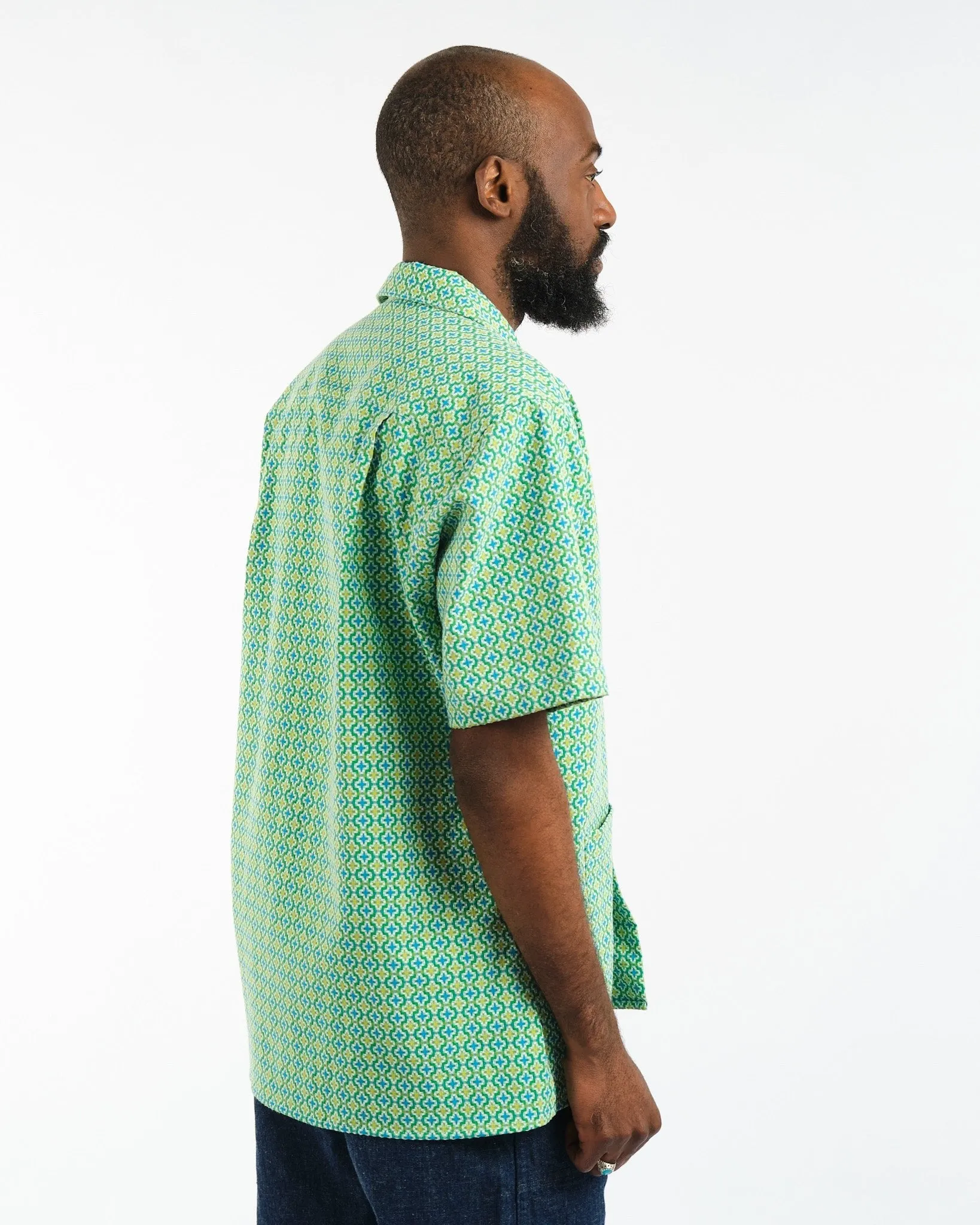 Beach Shirt Green Summer Ready Jaquard