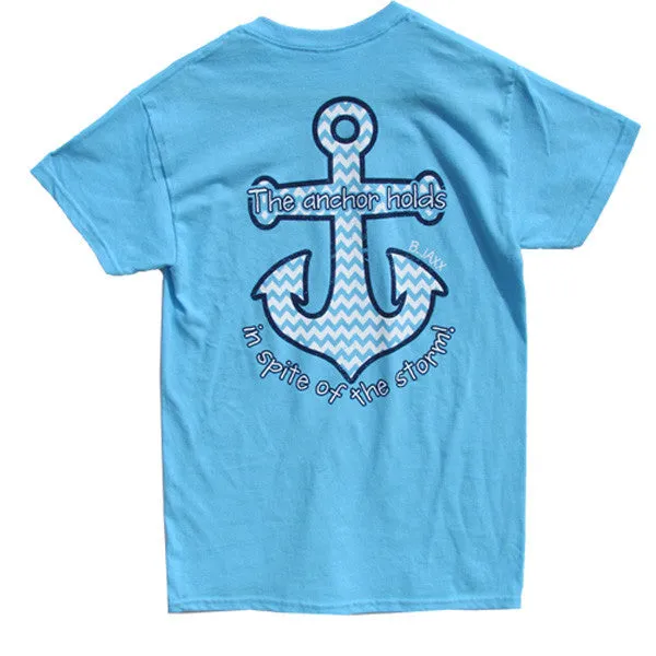 Bjaxx Anchor Holds Chevron Anchor Blue Christian Girlie Bright T Shirt