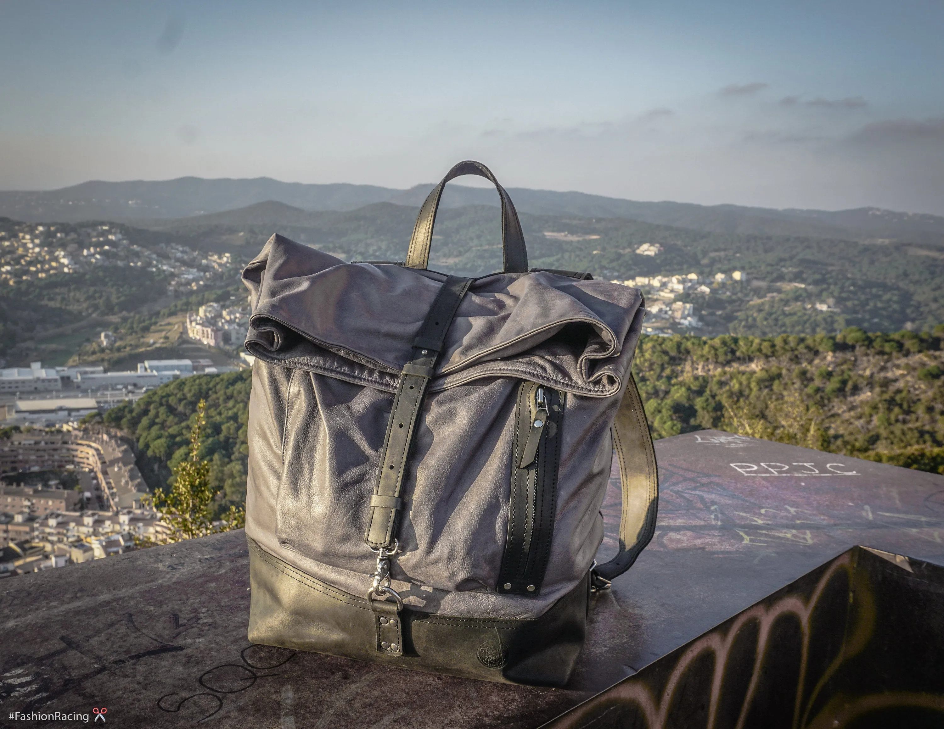 Black Leather Backpack | "Cafe-Racer" motorcycle rucksack, handcrafted