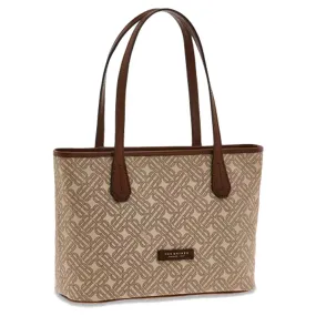 Borsa Donna Shopping a Spalla THE BRIDGE linea Anna in Tessuto Logato Beige