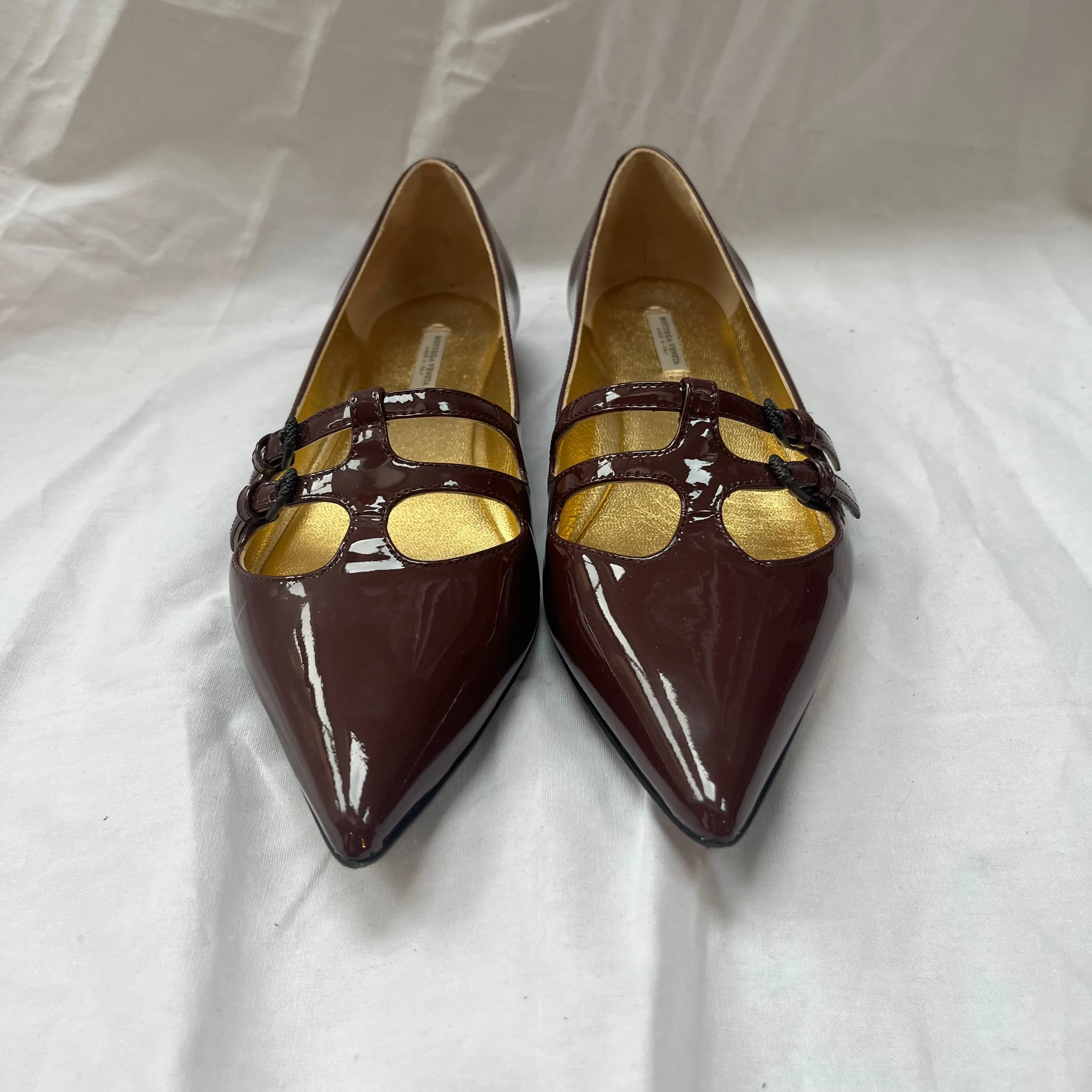 Bottega Veneta Mulberry Patent Pointed Flats 37