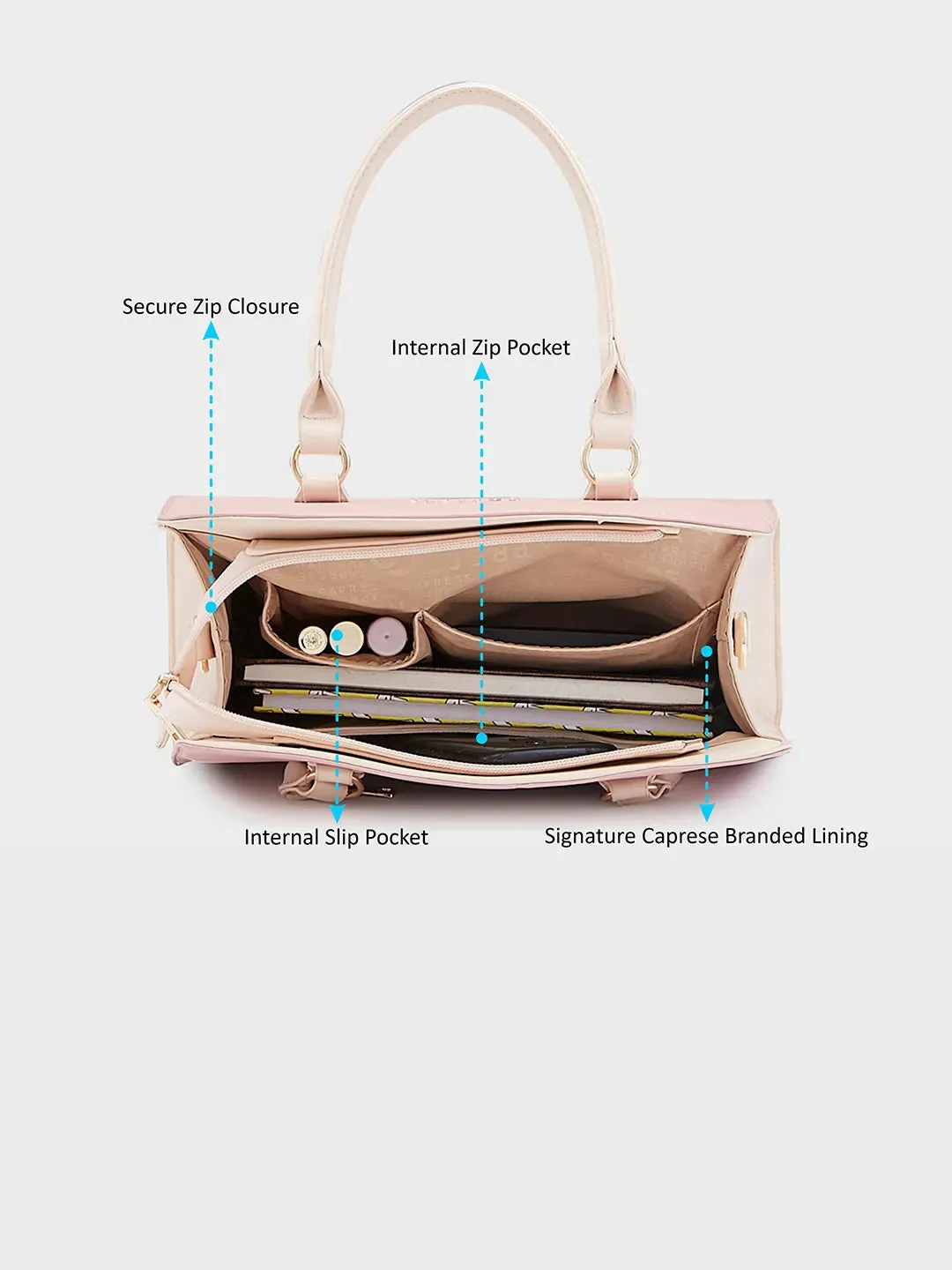 Caprese Foxy Satchel Large Handbag Blush