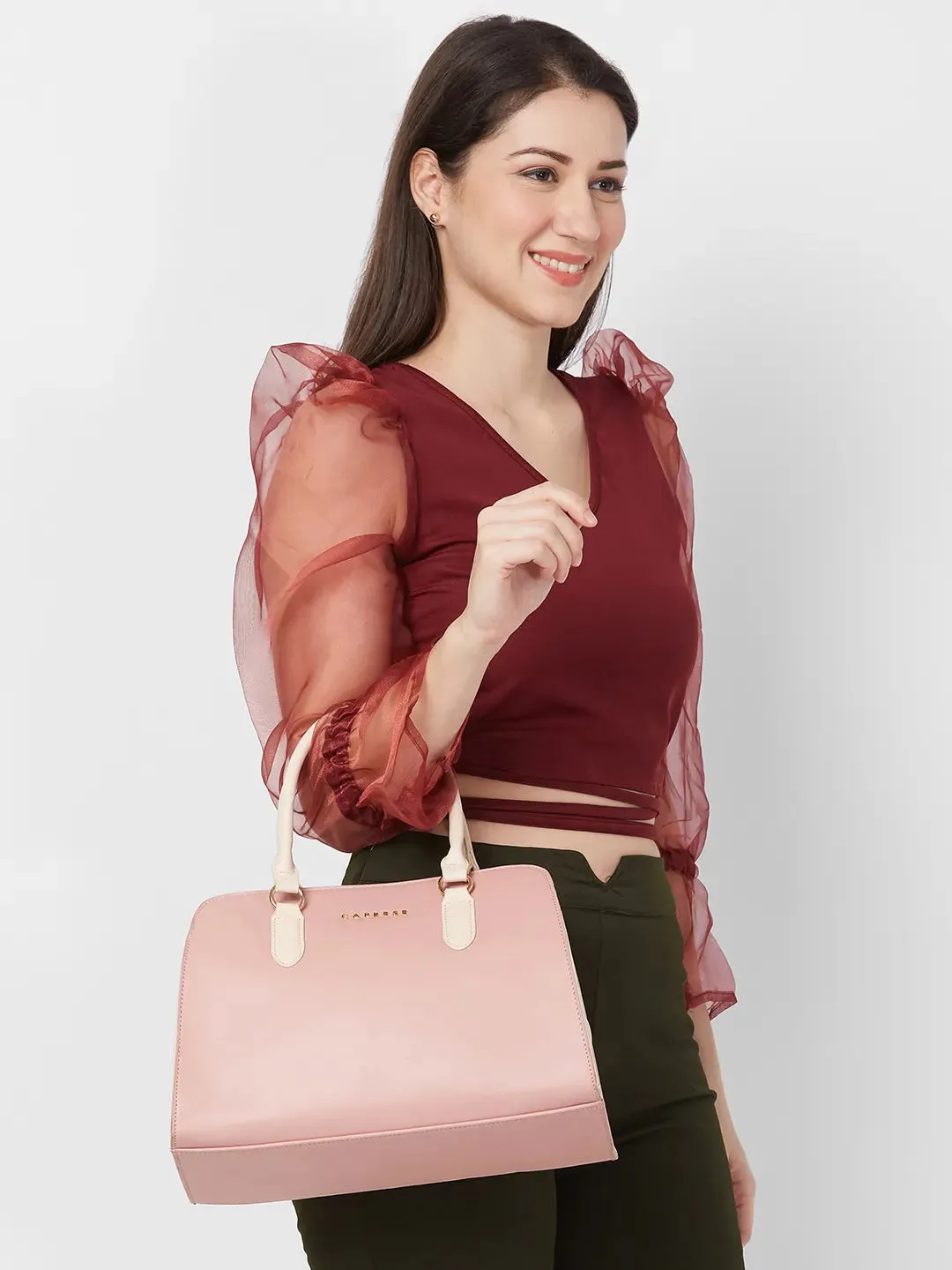 Caprese Foxy Satchel Large Handbag Blush