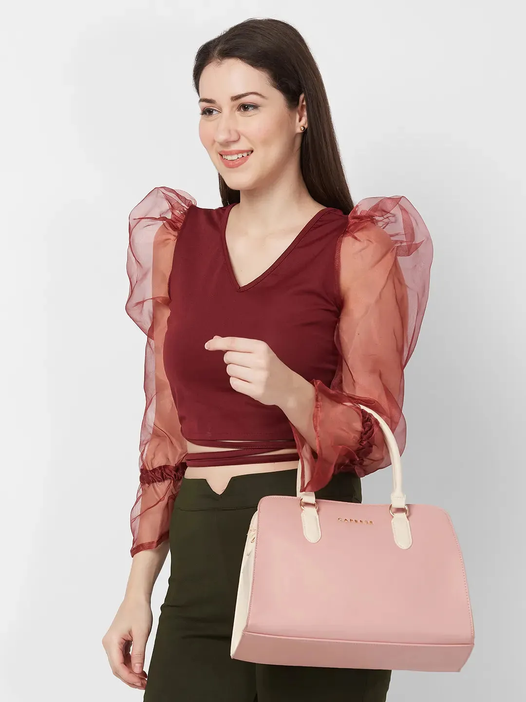 Caprese Foxy Satchel Large Handbag Blush