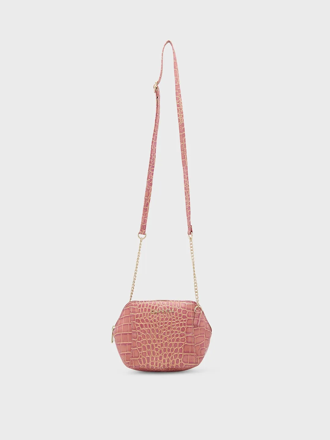 Caprese Miranda Sling Small Croco Womens Handbag Pink