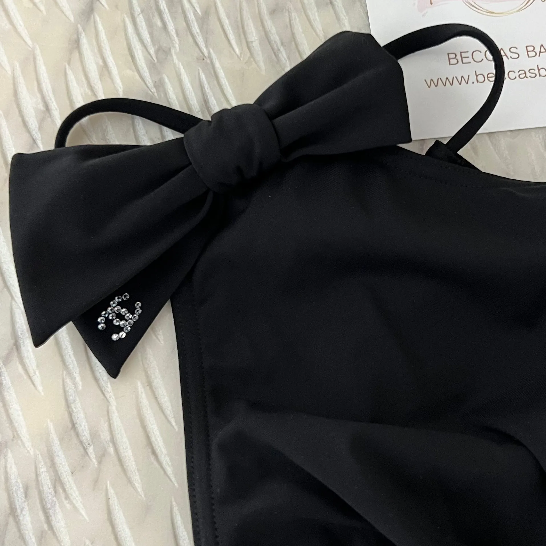 Chanel Crystal CC Bow One Shoulder Swimsuit