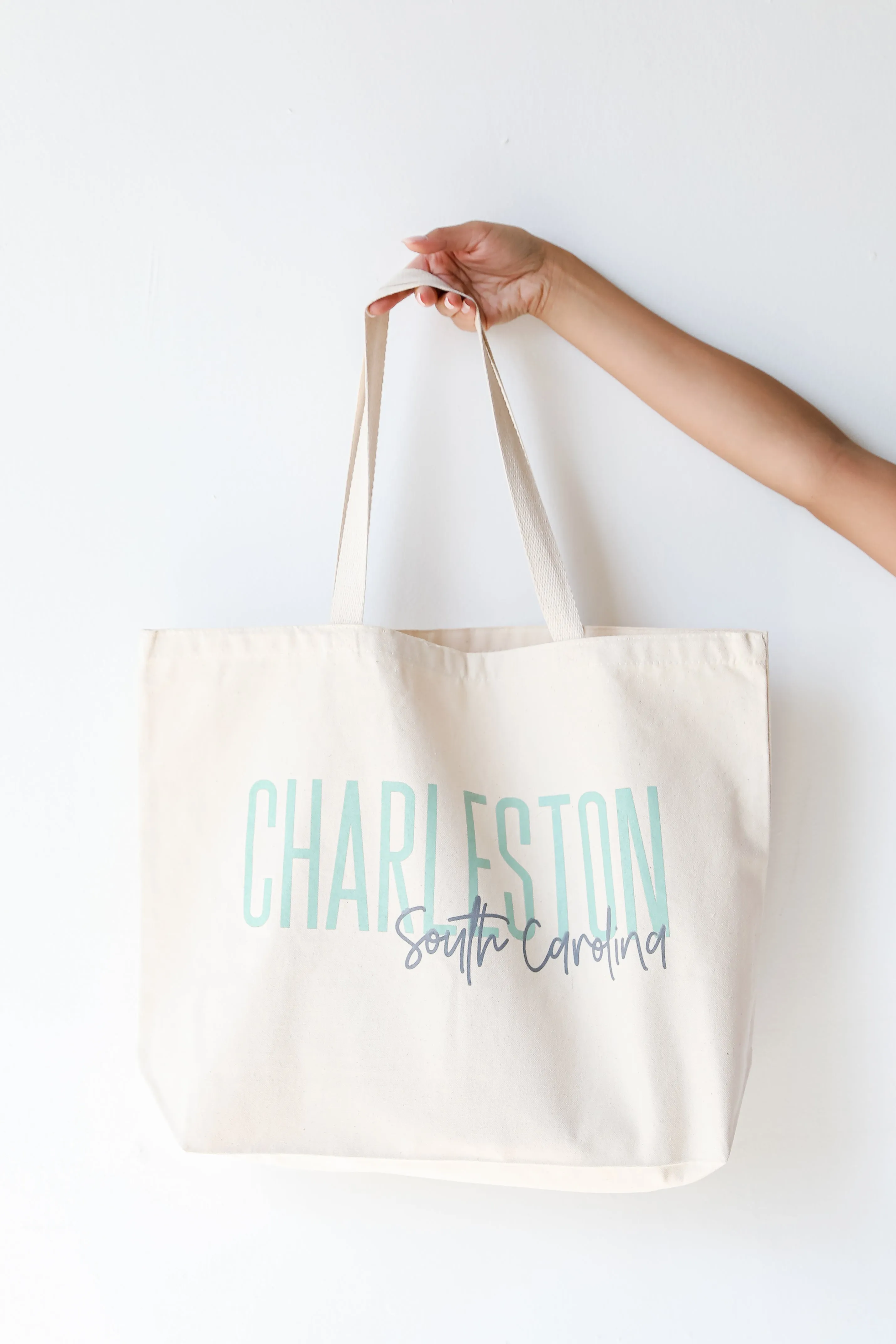 Charleston South Carolina Script Large Tote Bag