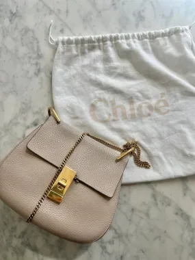 Chloe Drew Leather Crossbody Bag in Cement Pink