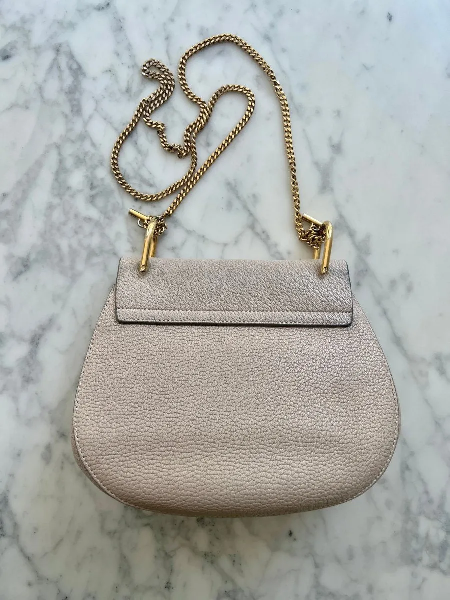 Chloe Drew Leather Crossbody Bag in Cement Pink