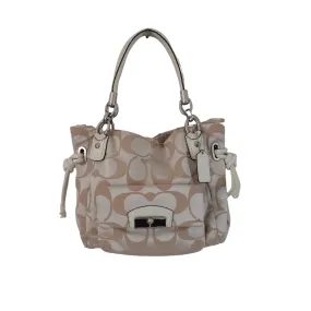 Coach White and Beige Monogram Kristen Shoulder Bag | Pre Loved |