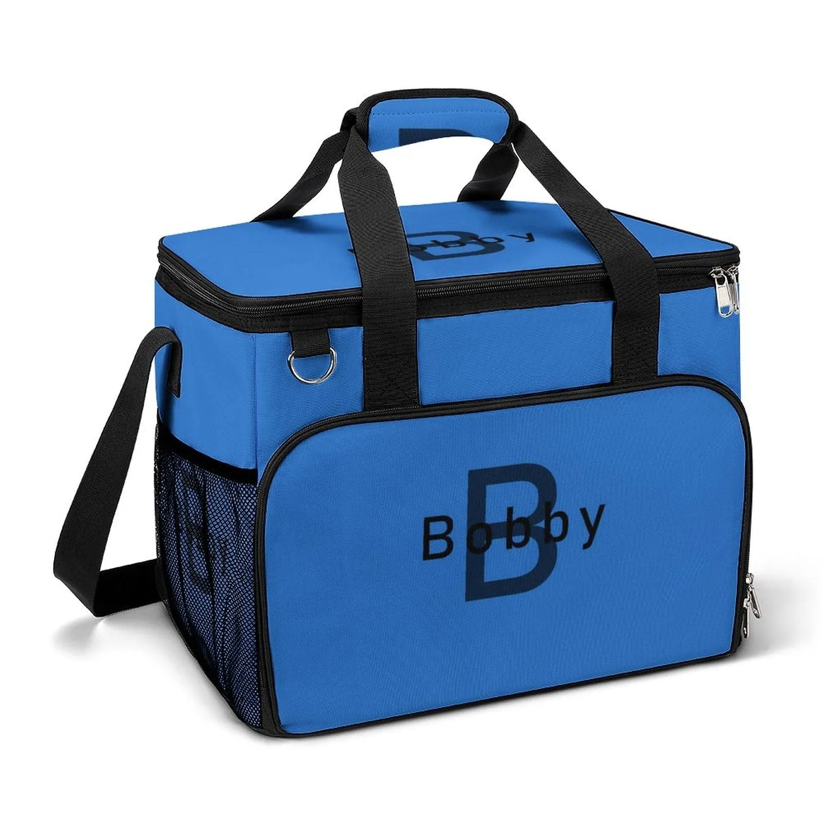 Custom Name Blue Camping Ice Pack Insulated Lunch Bag