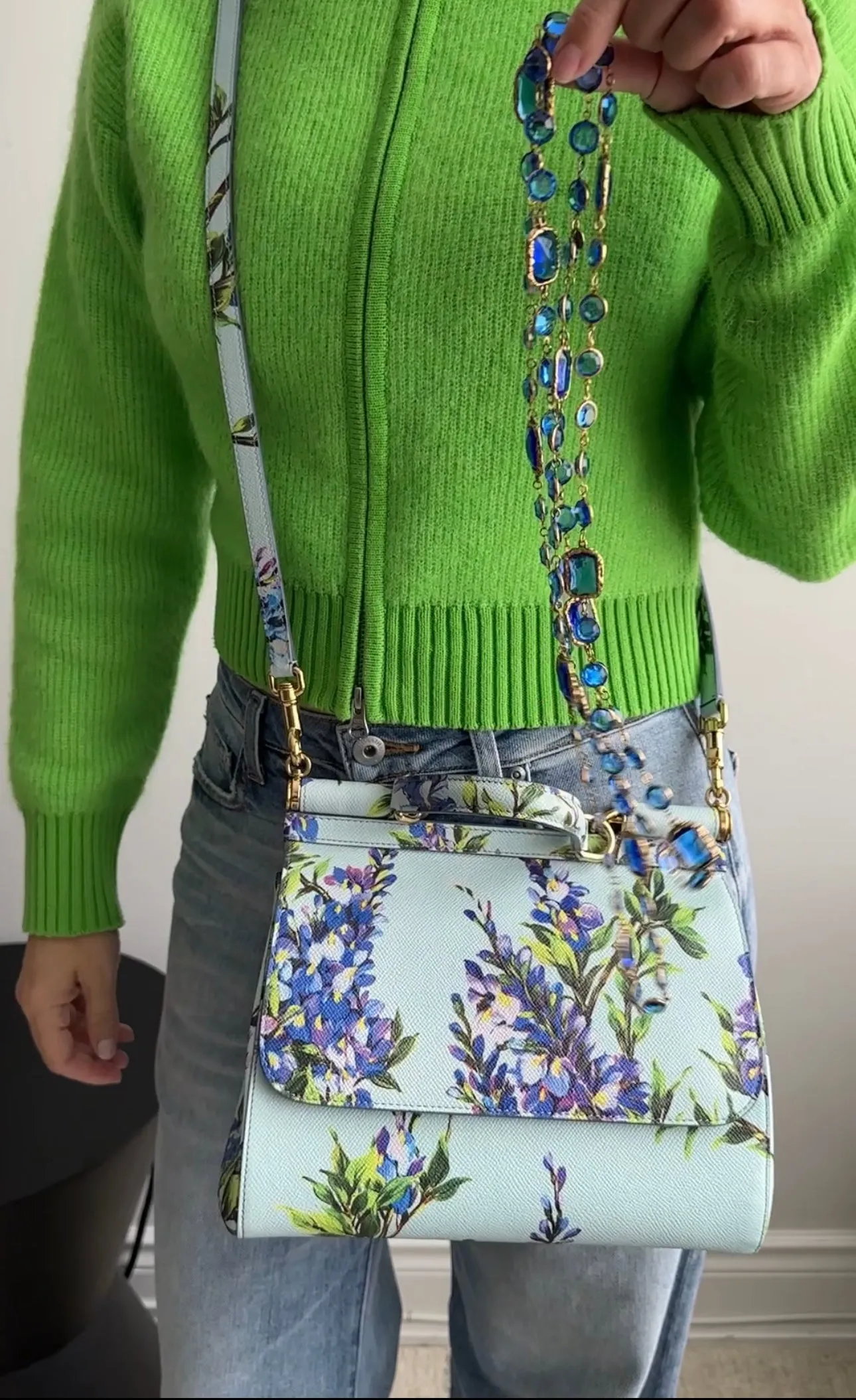 Dolce & Gabbana Miss Sicily Purple and Turquoise Floral Bag