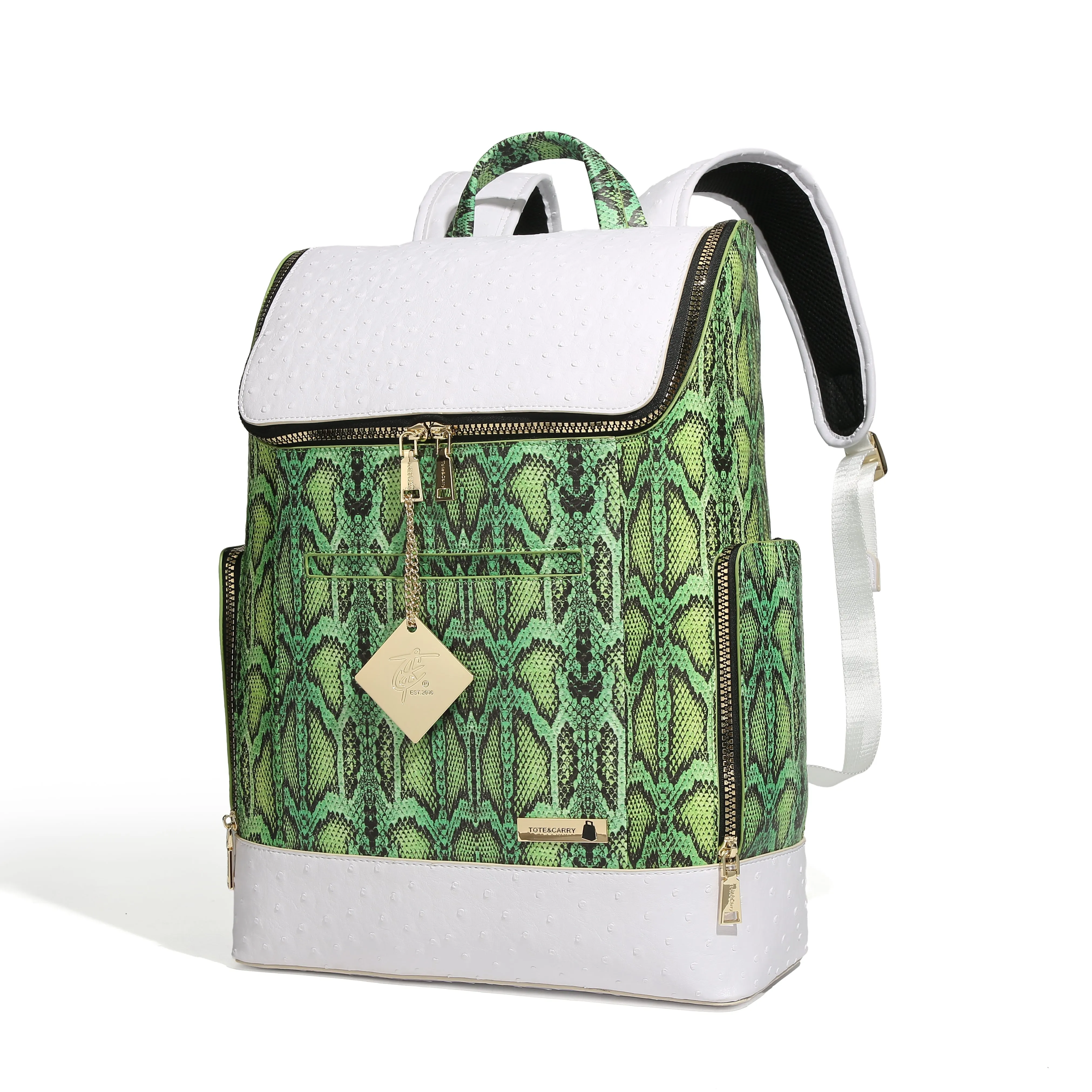 Green Faux Python Designer Backpack