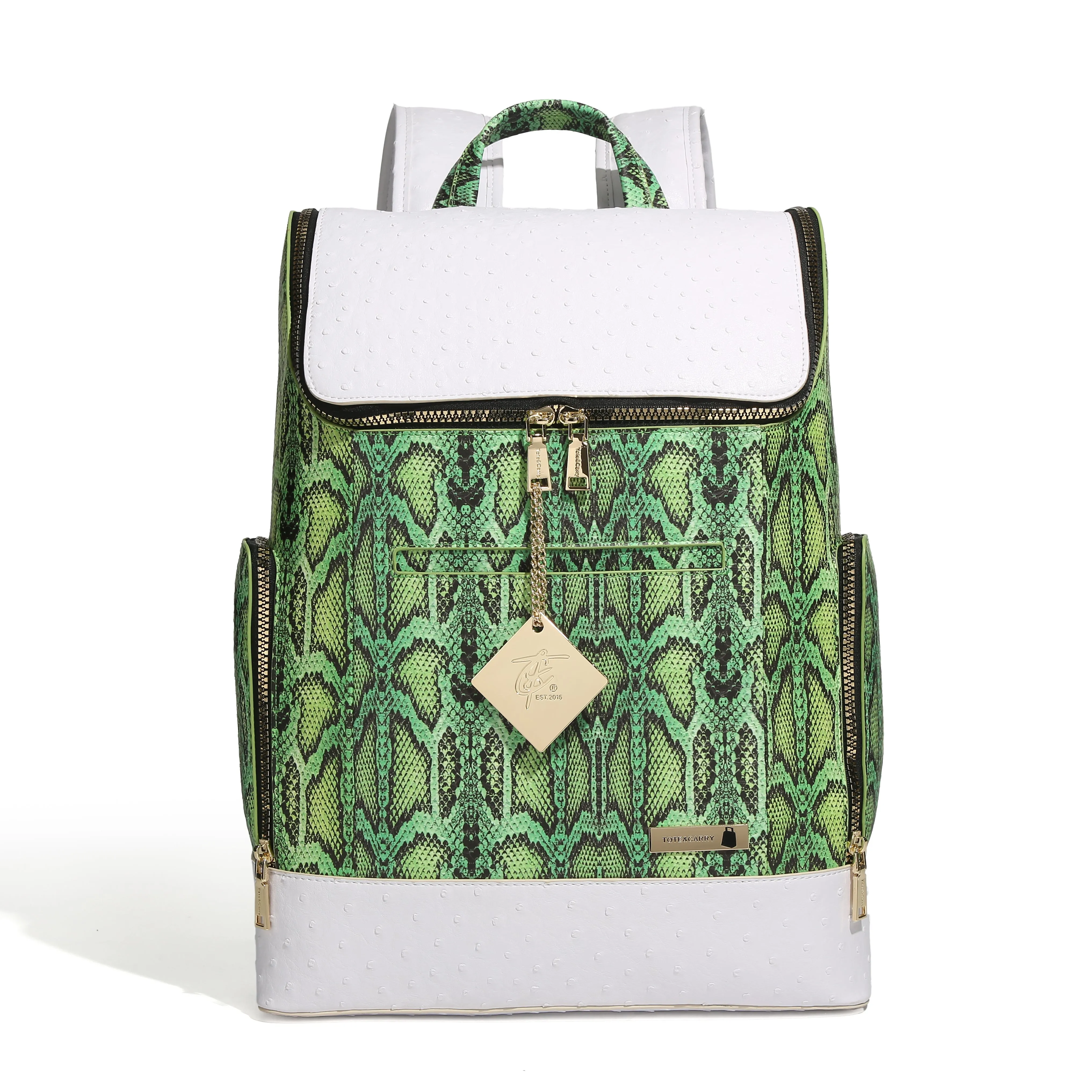 Green Faux Python Designer Backpack