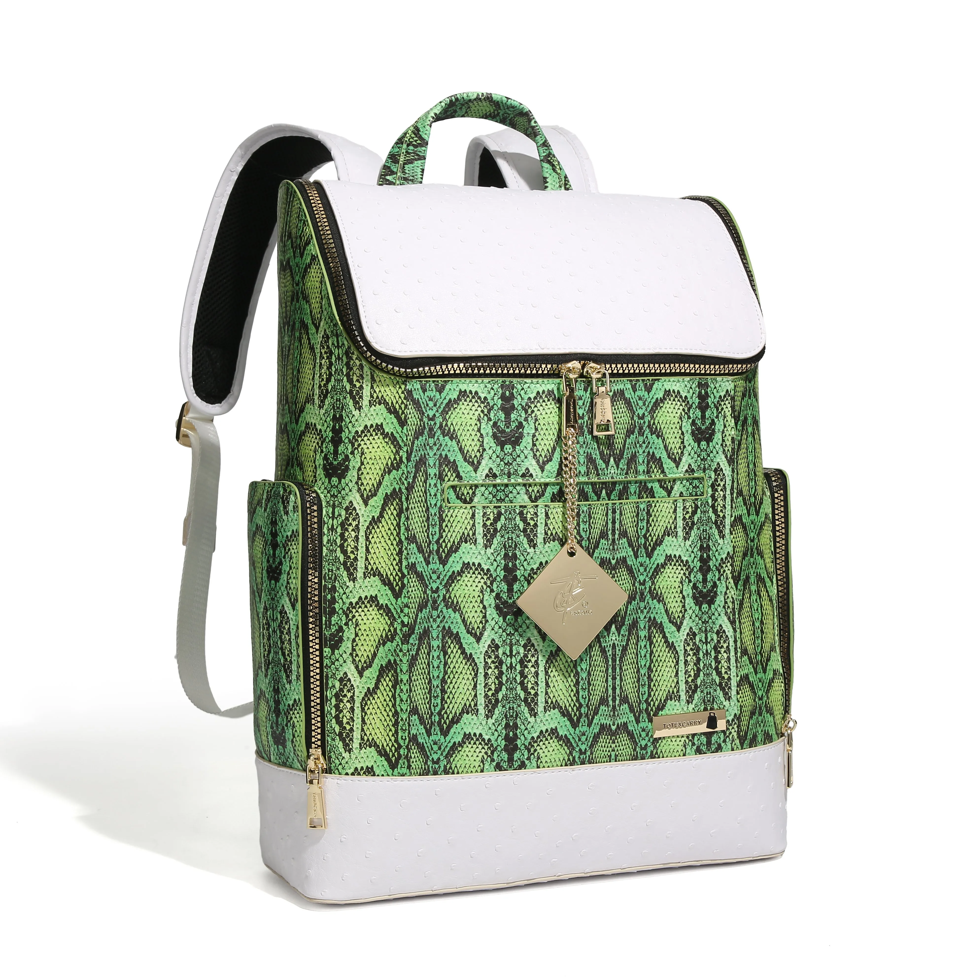 Green Faux Python Designer Backpack