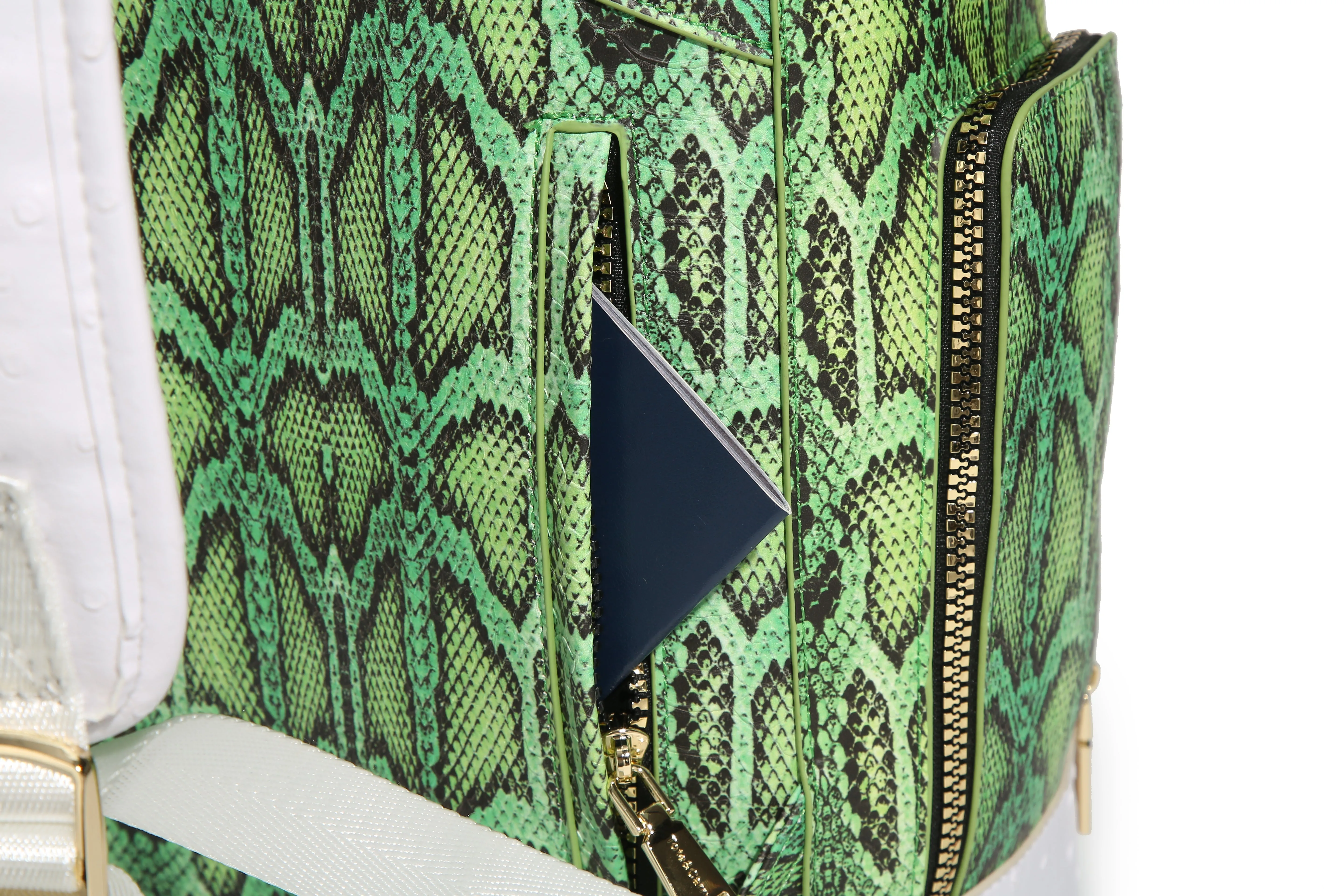 Green Faux Python Designer Backpack