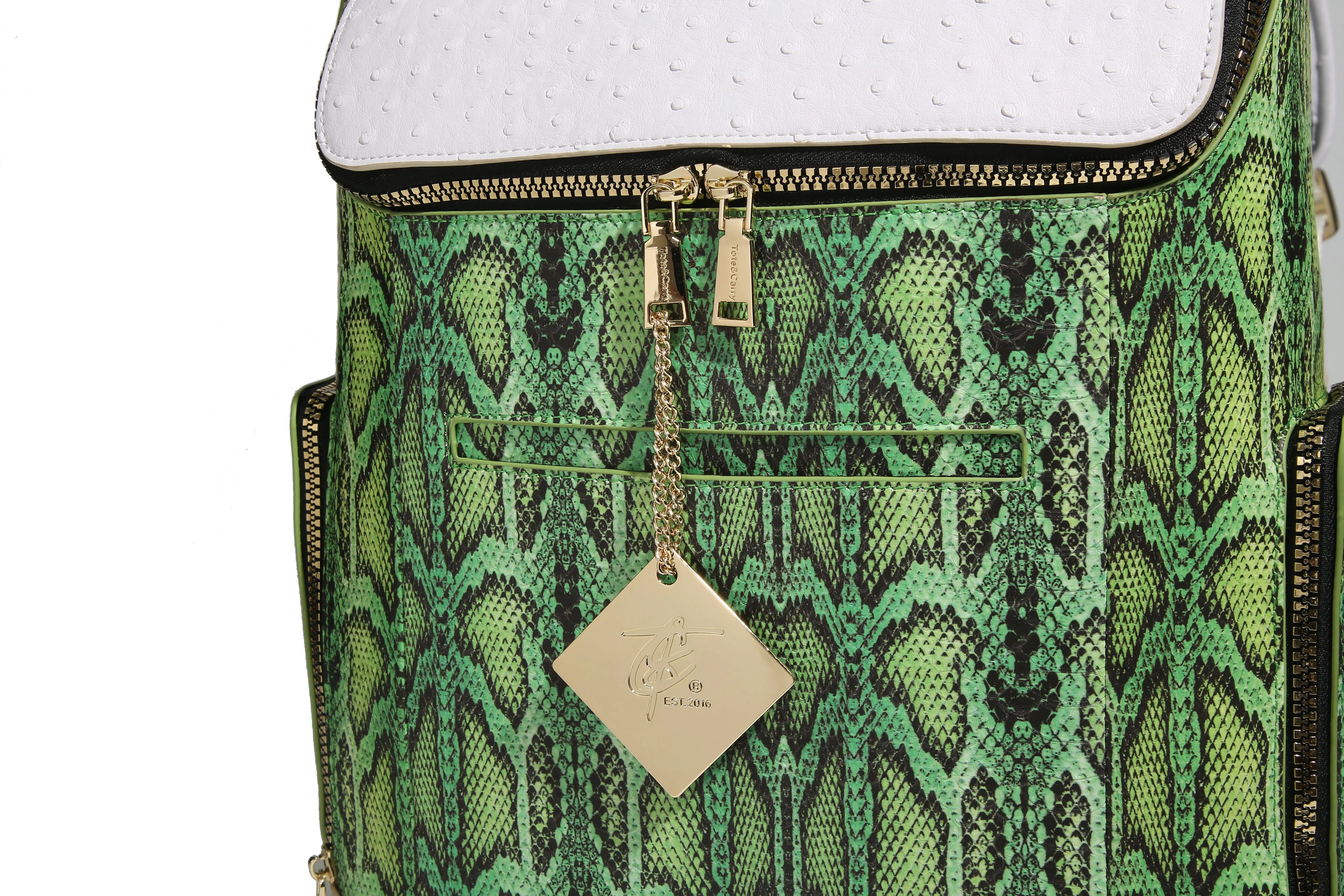 Green Faux Python Designer Backpack