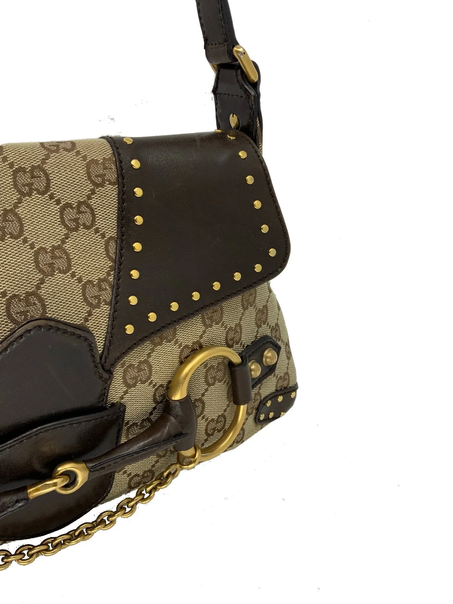 Gucci Monogram Horsebit Flap Bag