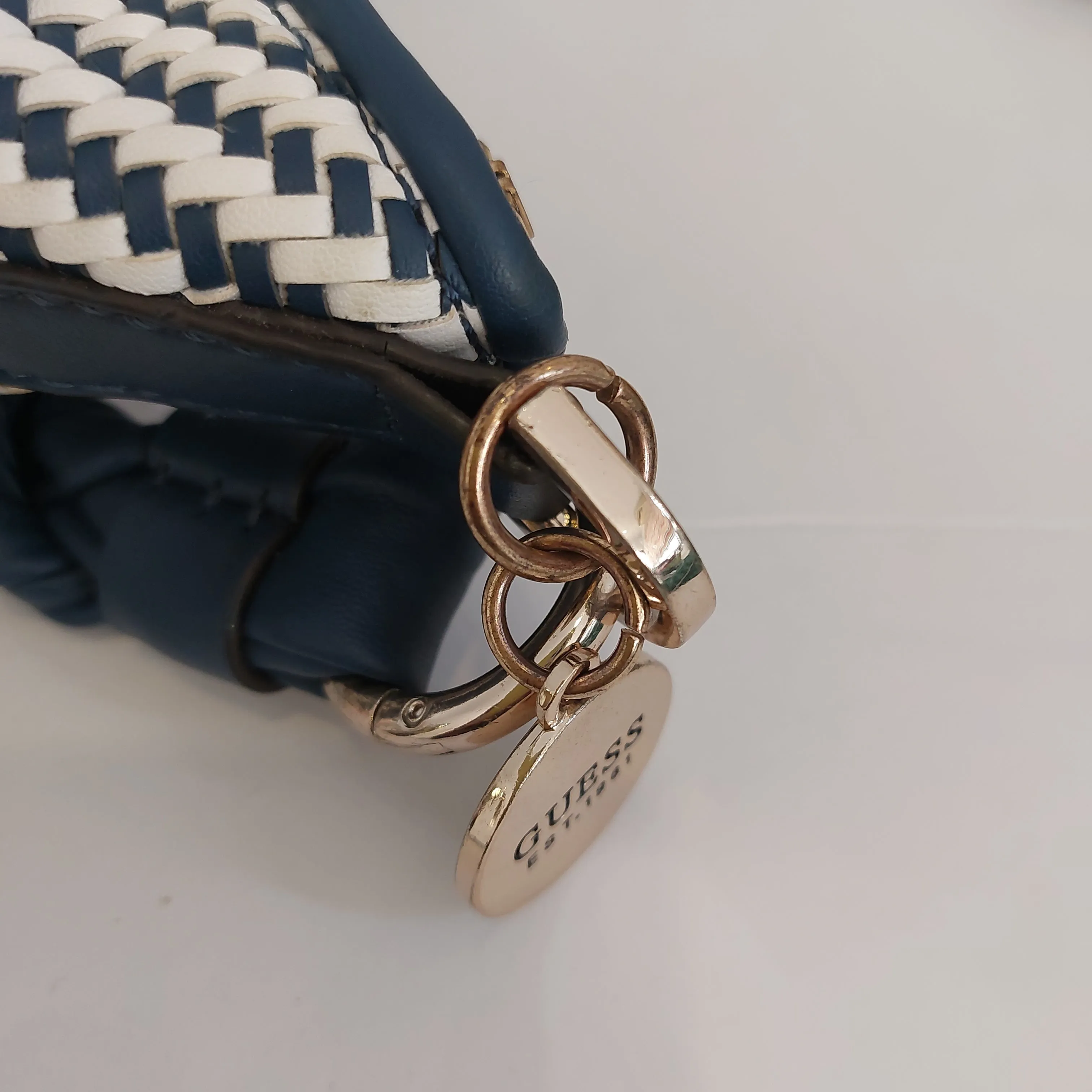 Guess Navy & White Woven Shoulder Bag | Gently Used |