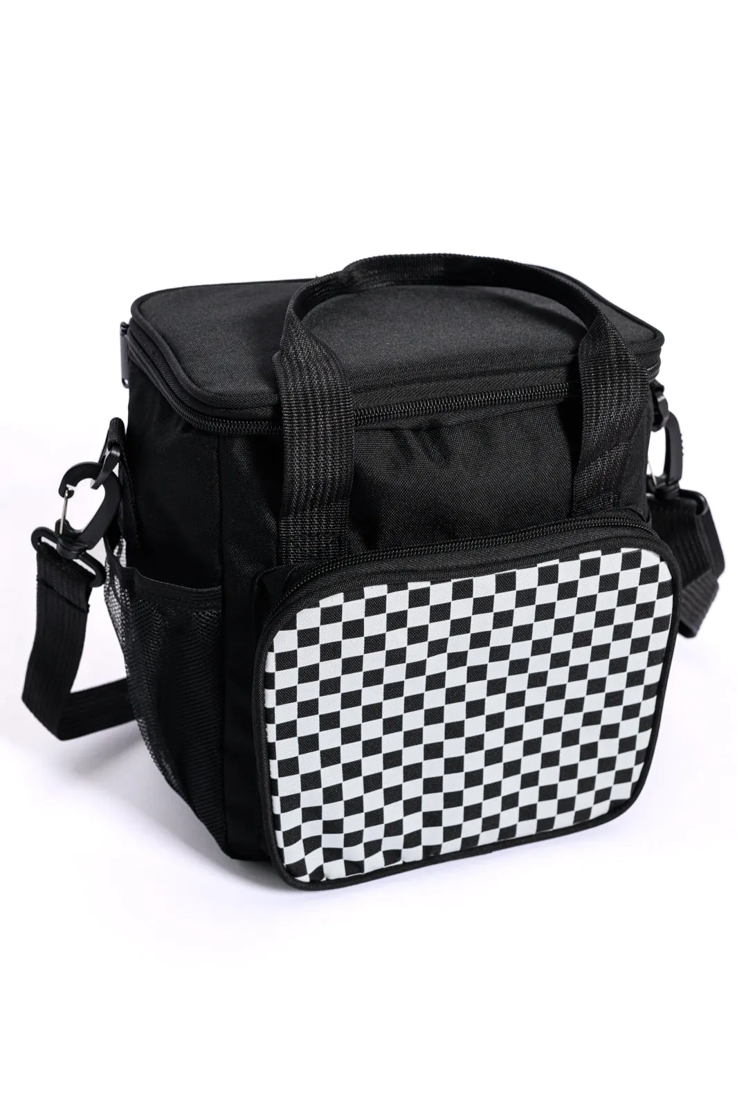 Insulated Checked Tote in Black - 4/17