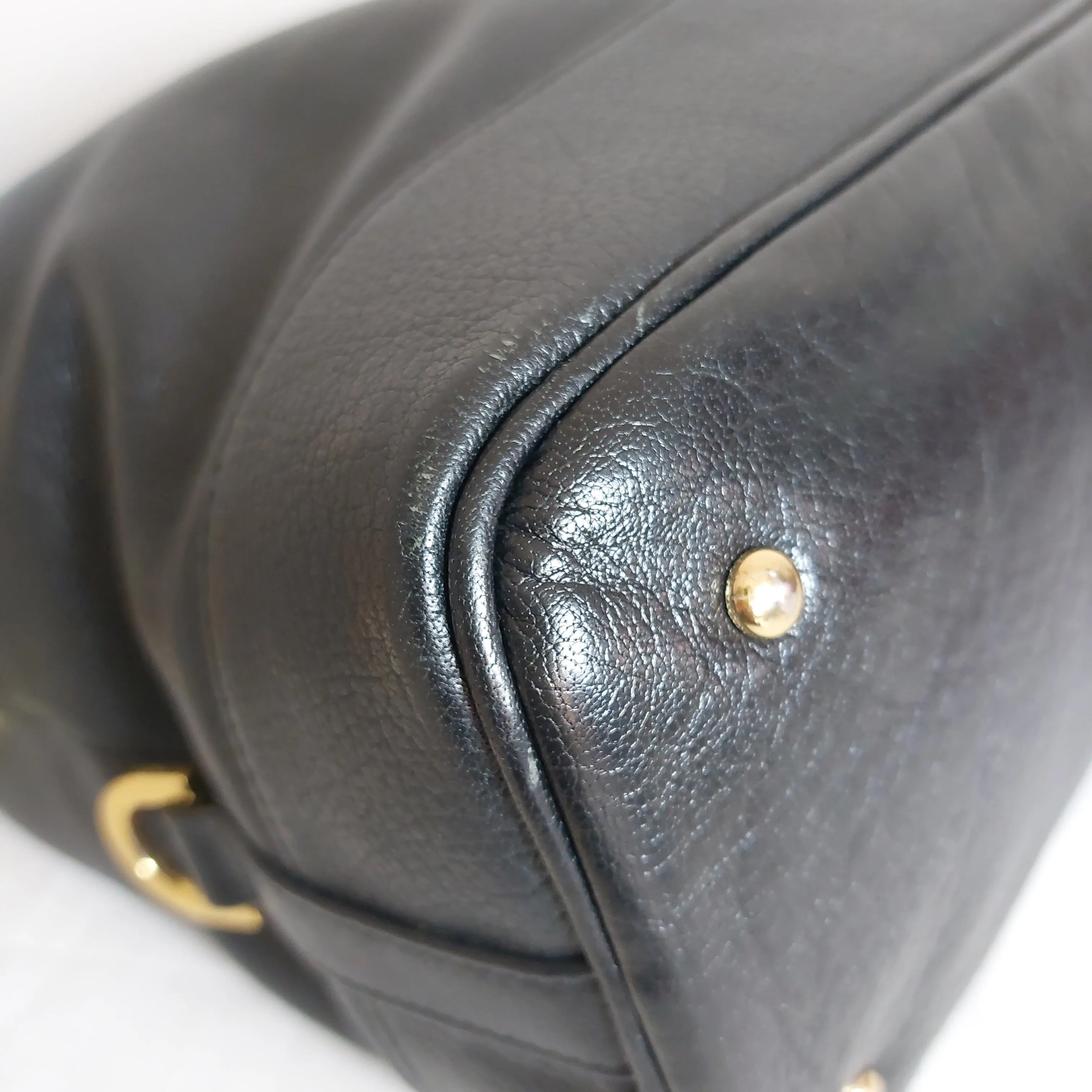 Jafferjees Black Leather Large Tote | Pre Loved |