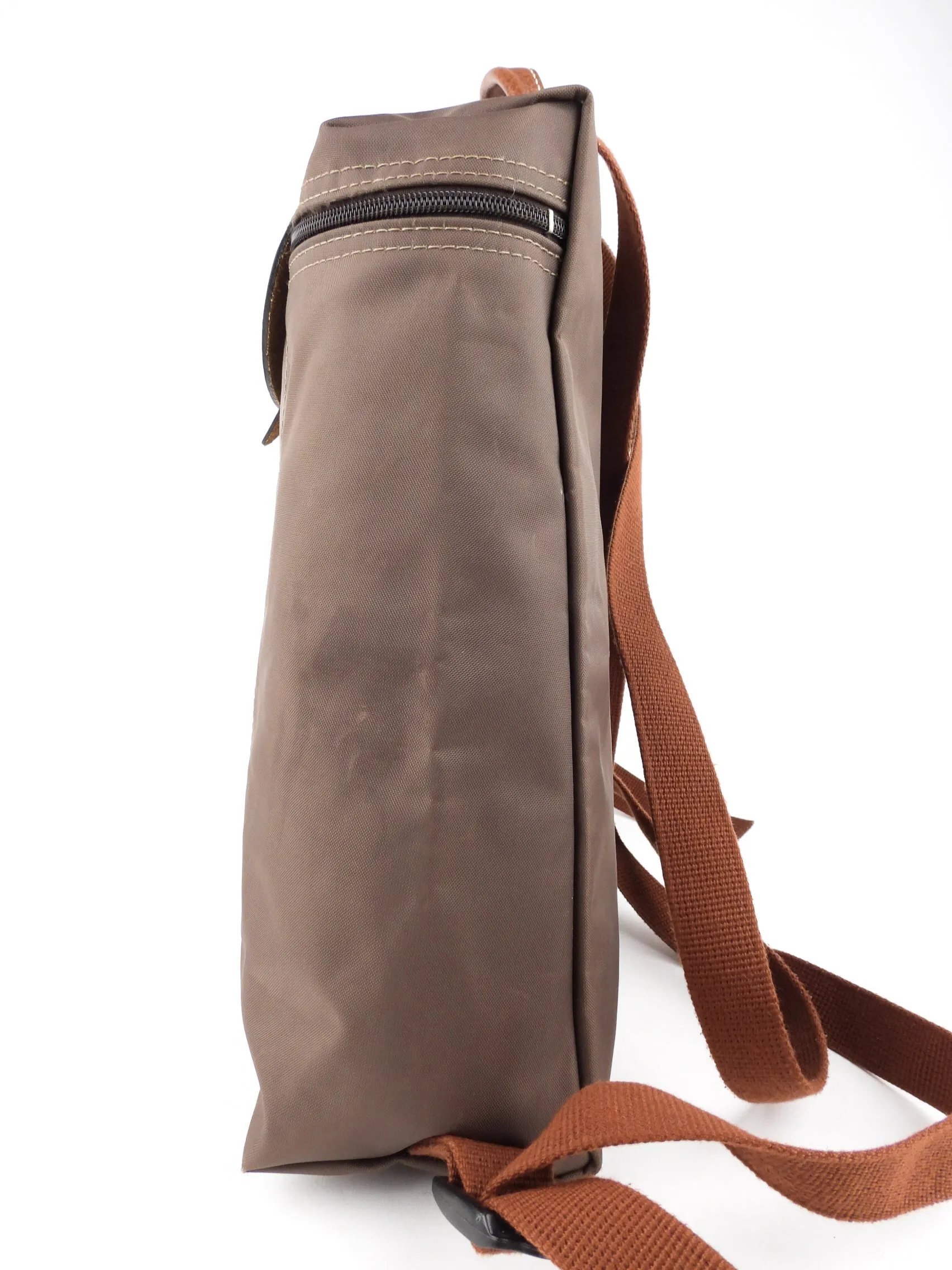 Longchamp Le Pliage Brown Nylon and Leather Backpack