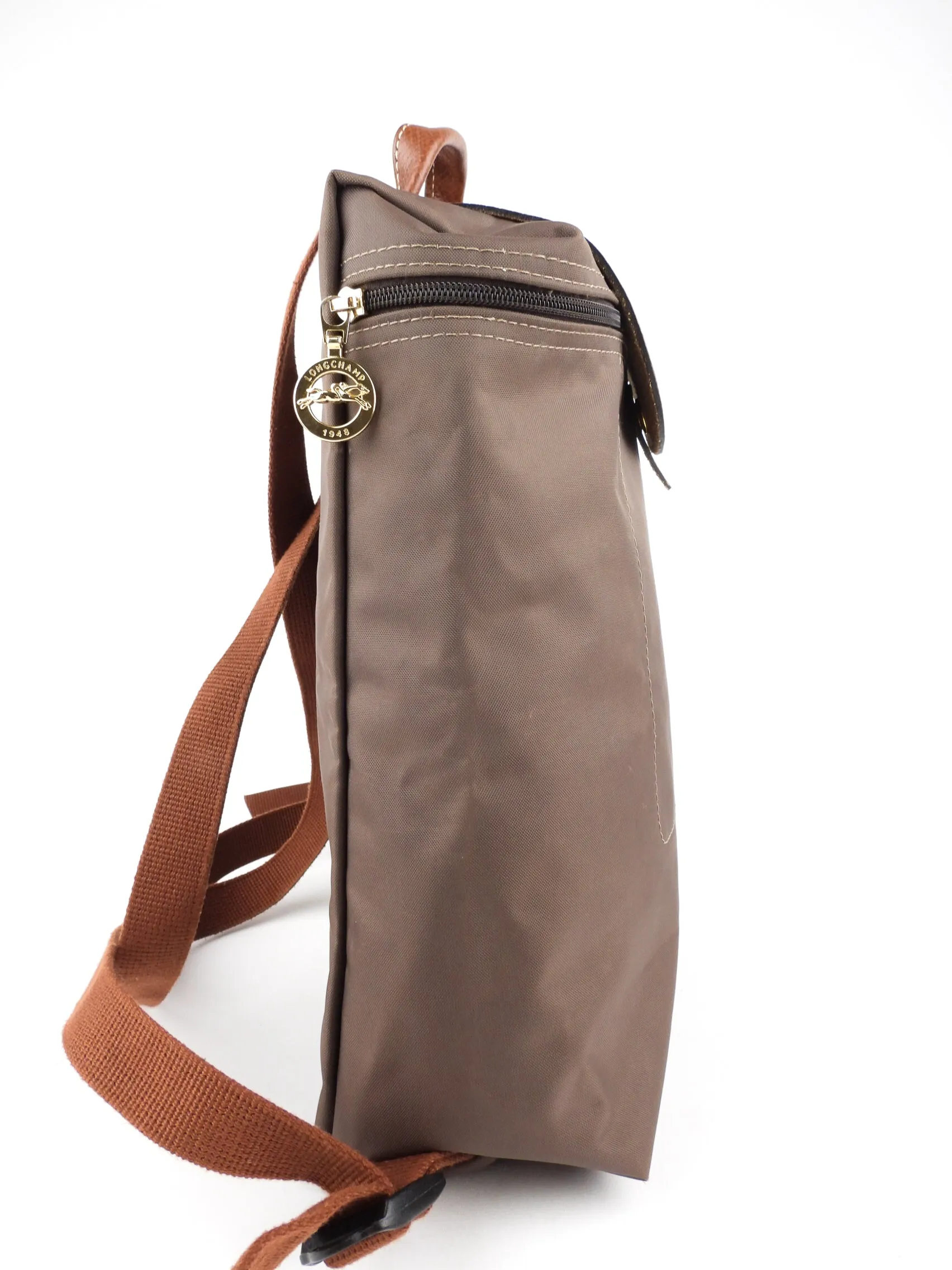 Longchamp Le Pliage Brown Nylon and Leather Backpack