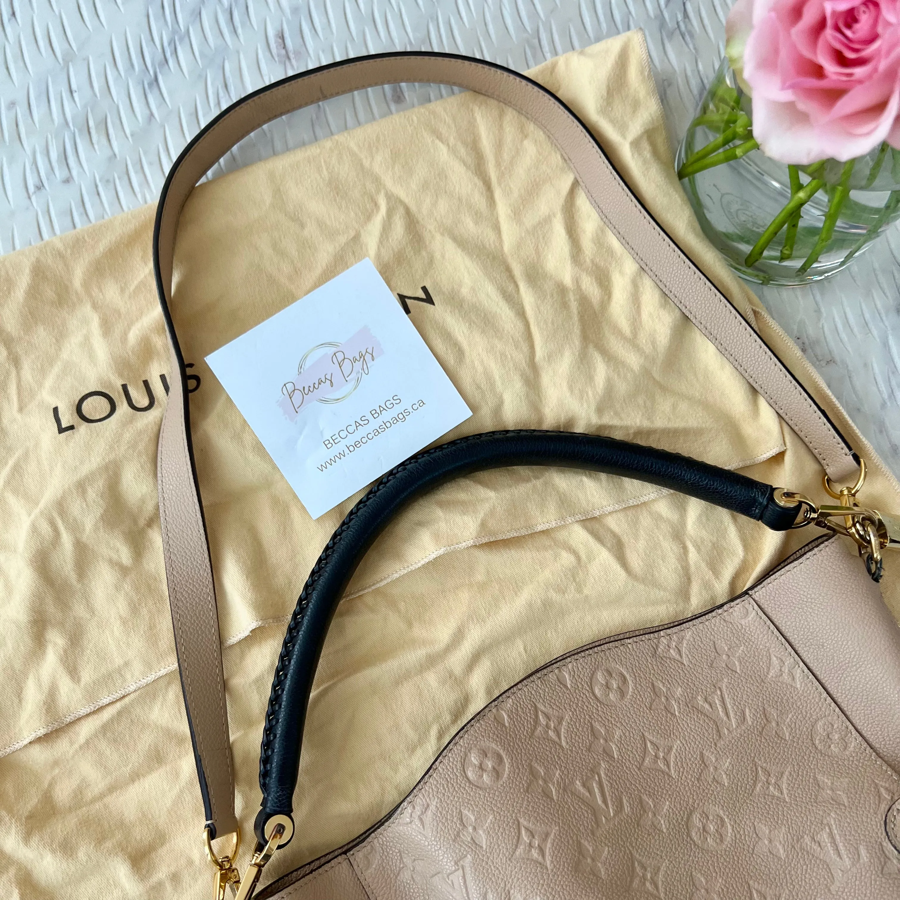 LOUIS VUITTON  BAGATELLE MONOGRAM EMPREINTE LEATHER HOBO BAG