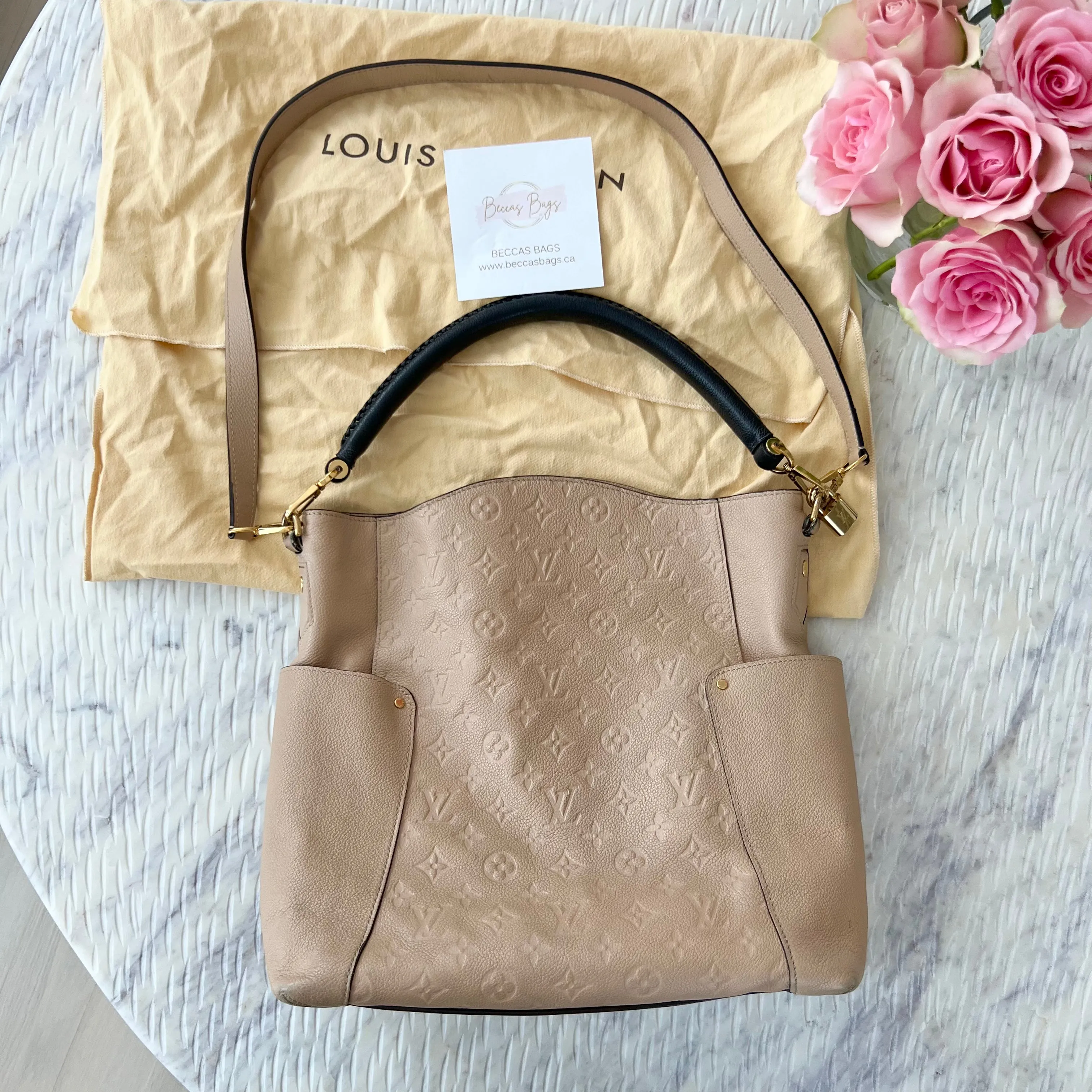 LOUIS VUITTON  BAGATELLE MONOGRAM EMPREINTE LEATHER HOBO BAG