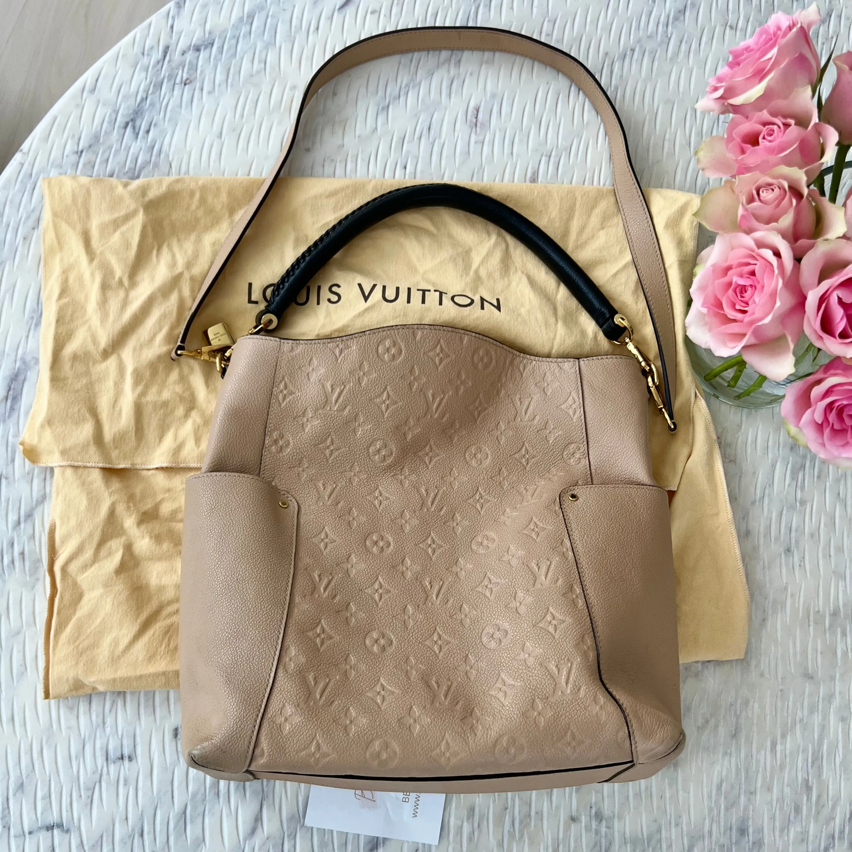 LOUIS VUITTON  BAGATELLE MONOGRAM EMPREINTE LEATHER HOBO BAG