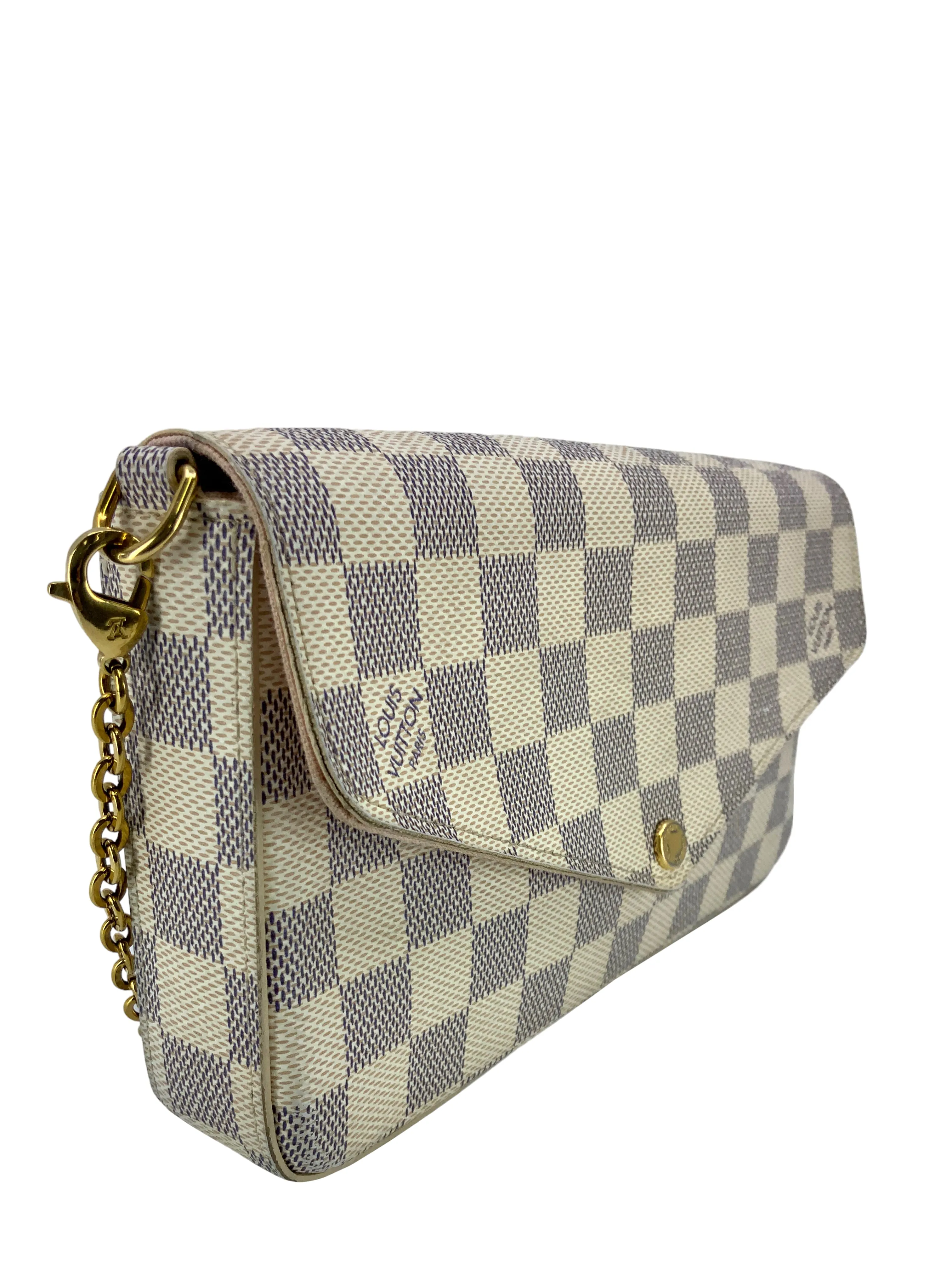 LOUIS VUITTON Damier Azur Pochette Felicie Chain Wallet