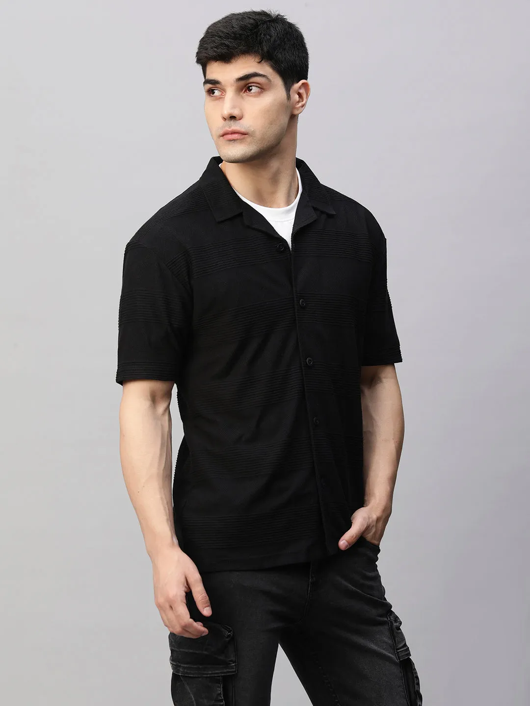 Mens Half Sleeve Resort Shirt - Black