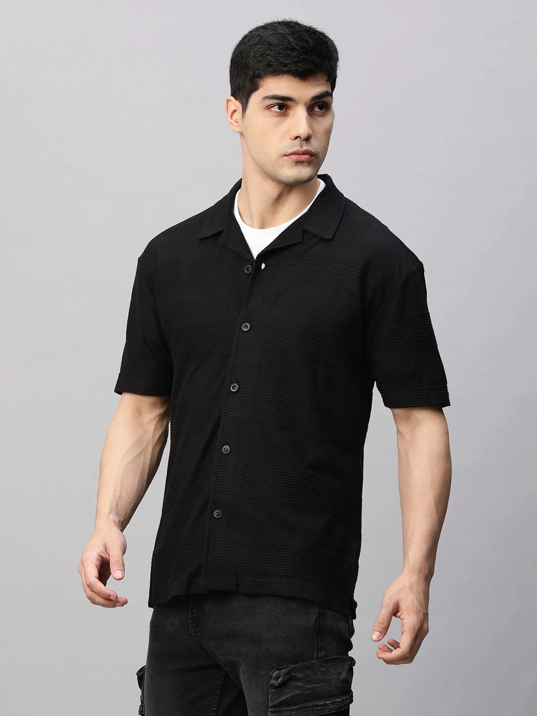 Mens Half Sleeve Resort Shirt - Black