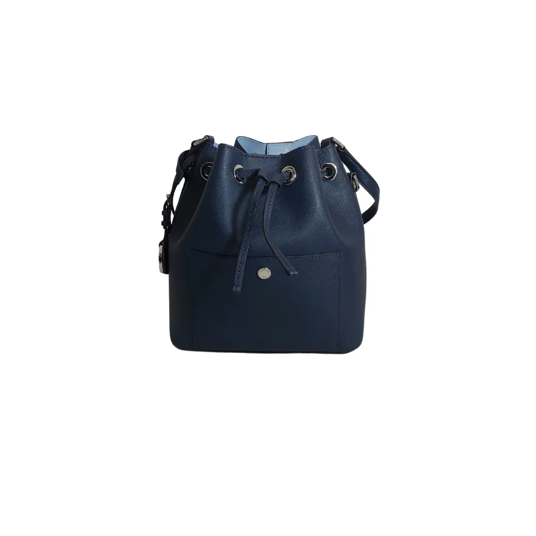 Michael Kors Navy Leather Convertible Bucket Bag | Gently Used |