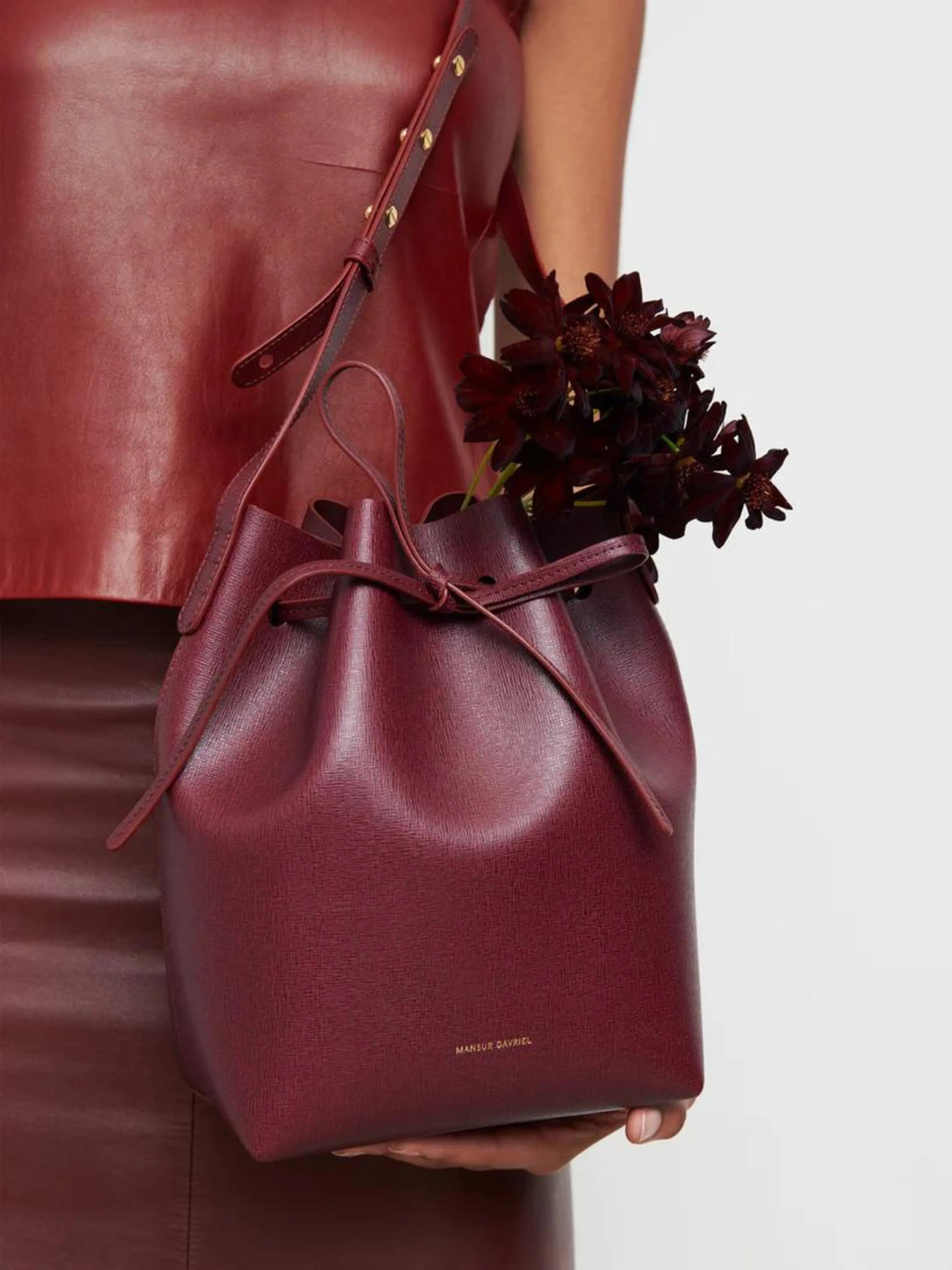 Mini Bucket Bag in Claret