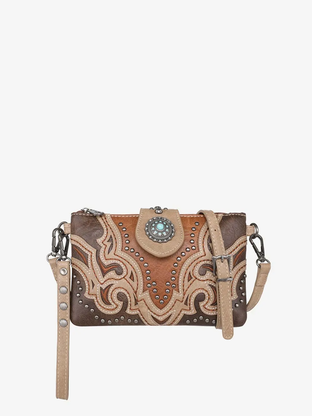 Montana West Laser Cut-out Buckle Crossbody Wristlet