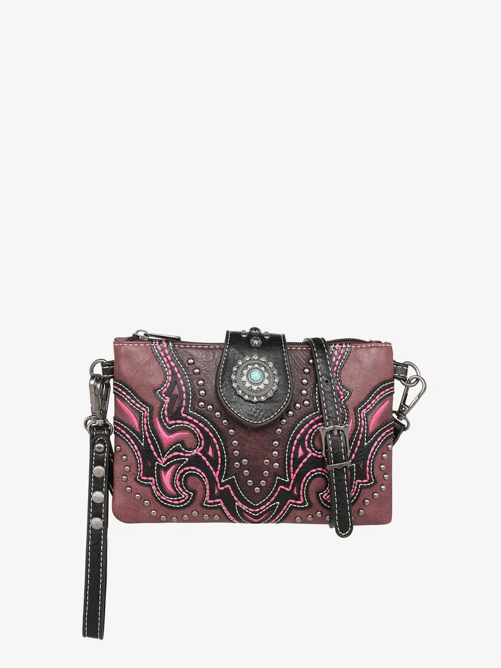 Montana West Laser Cut-out Buckle Crossbody Wristlet