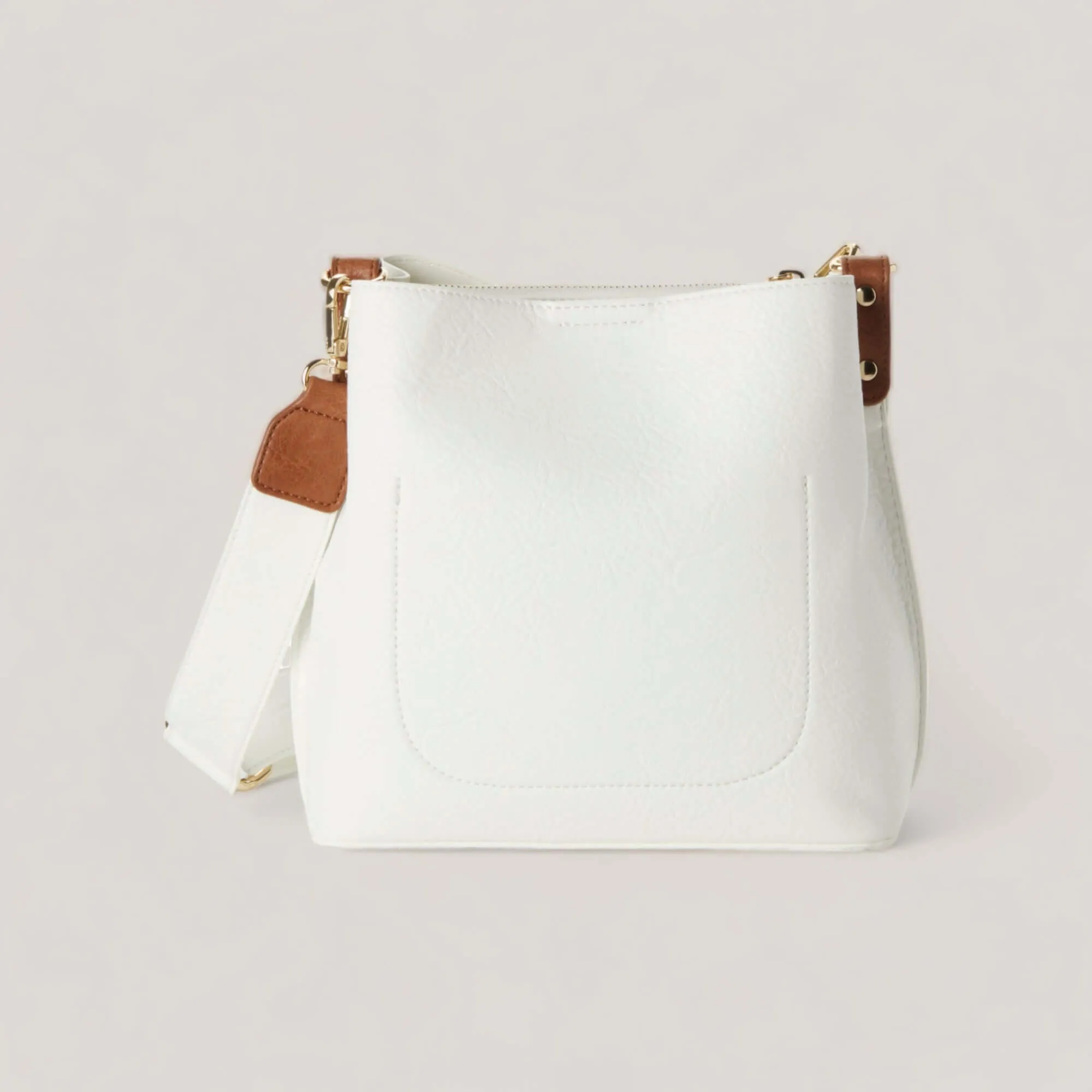 NAOMI | White-Camel Bucket Midi Crossbody