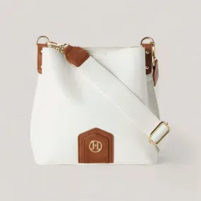 NAOMI | White-Camel Bucket Midi Crossbody