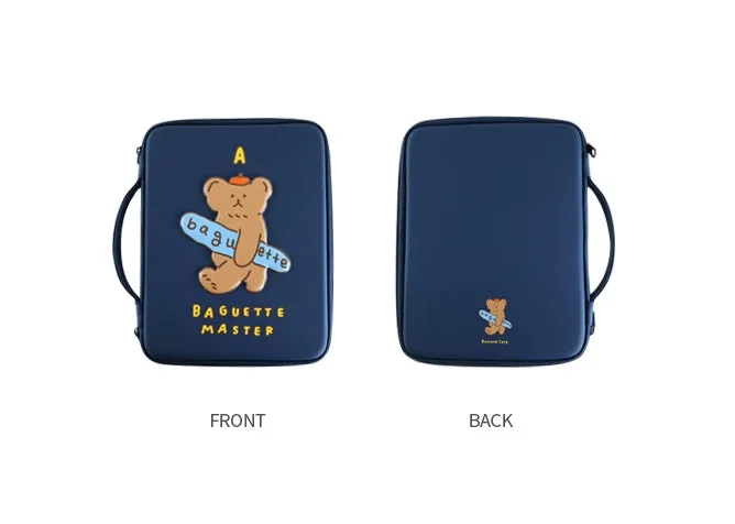 Navyblue Baguette Bear 11 inch Hard Laptop Protective Handbags Purses