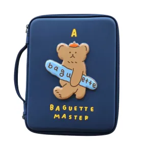 Navyblue Baguette Bear 11 inch Hard Laptop Protective Handbags Purses