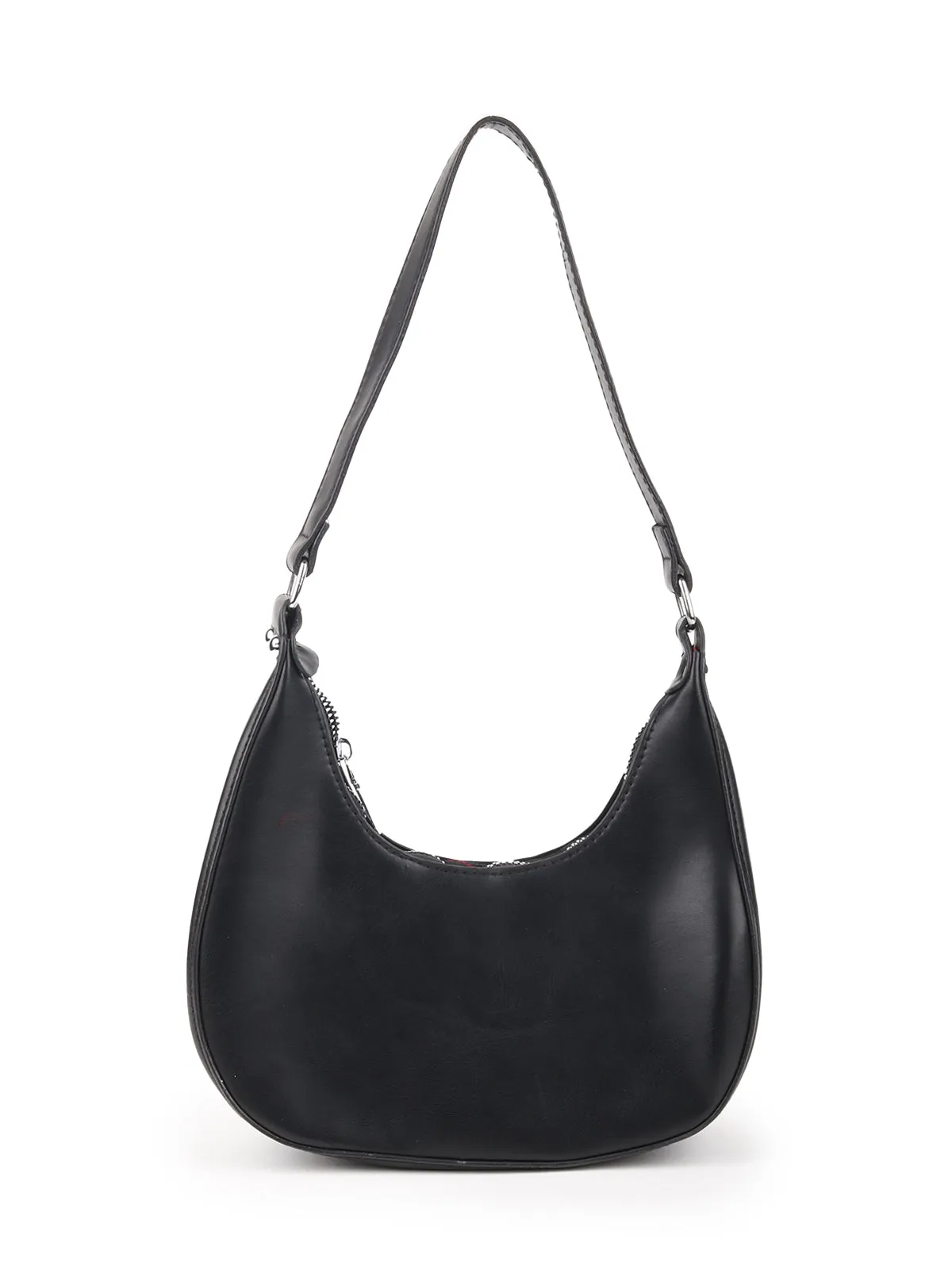 Odette Black Embellished Polyurethane Hand Bag For Women